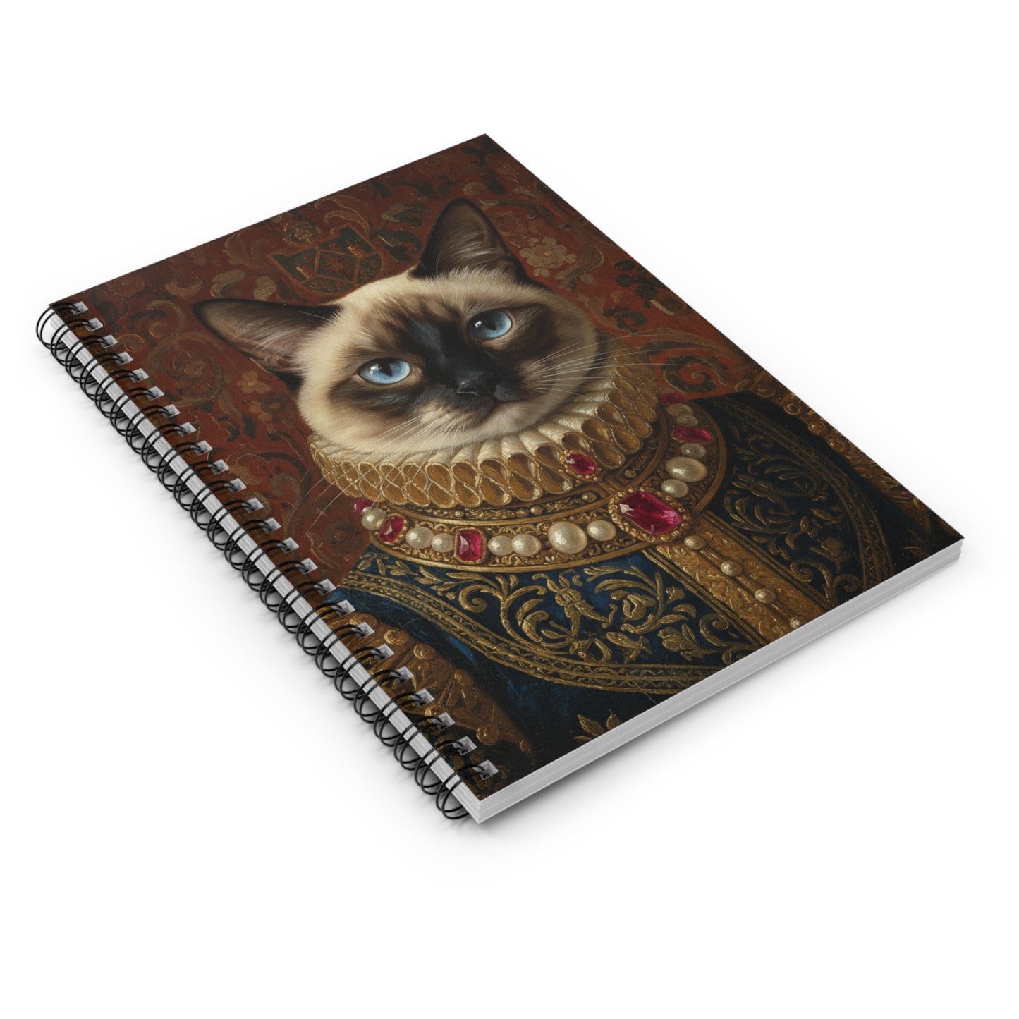 Siamese Renaissance Pet Portrait Cat Spiral Notebook - Elegant Design for Cat Lovers, Journaling, Note-taking, Gifts, Stationery