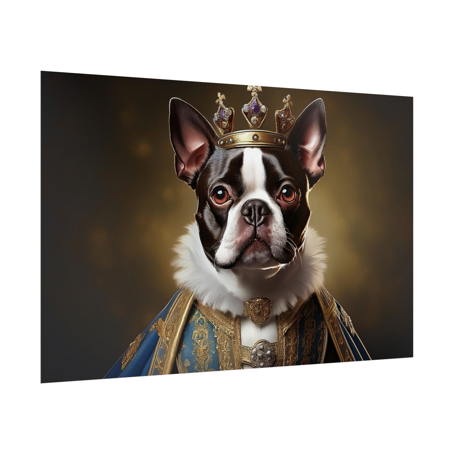 Boston Terrier Renaissance Dog Portrait Art Print, Wall Decor Gift, Animal Lover Home Decor, Dog Wall Art