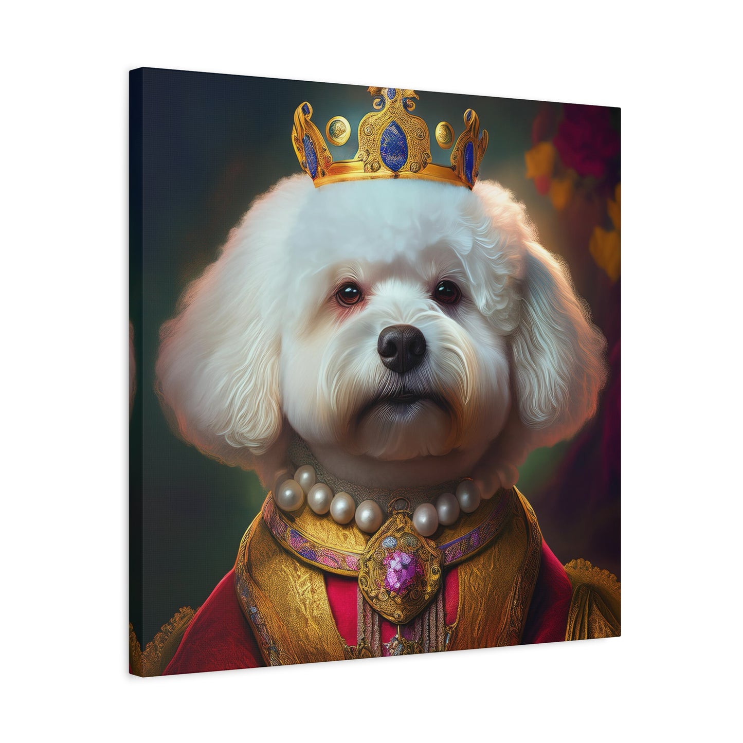 Bichon Frise Renaissance Pet Portrait on Canvas | Wall art | wall print | Dog Art
