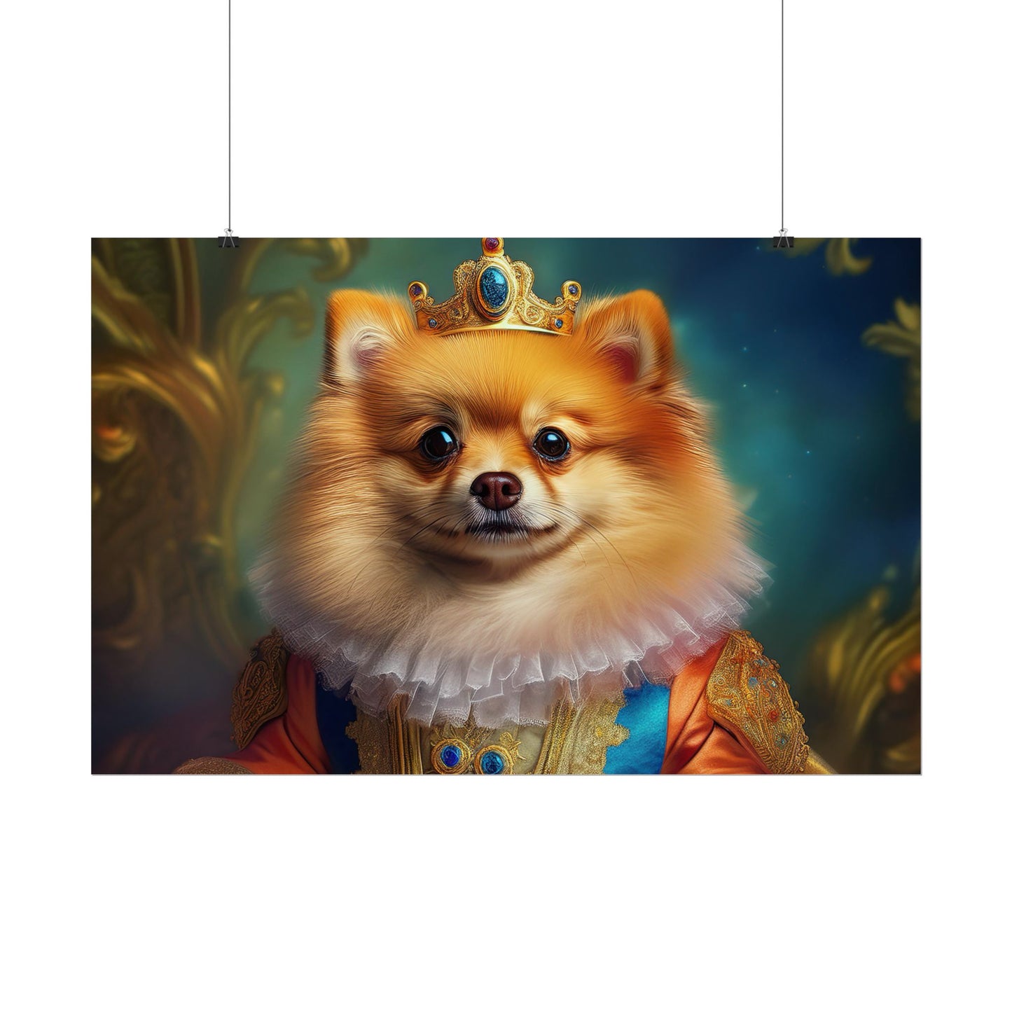Pomeranian Renaissance Dog Portrait Art Print, Wall Decor Gift, Animal Lover Home Decor, Dog Wall Art