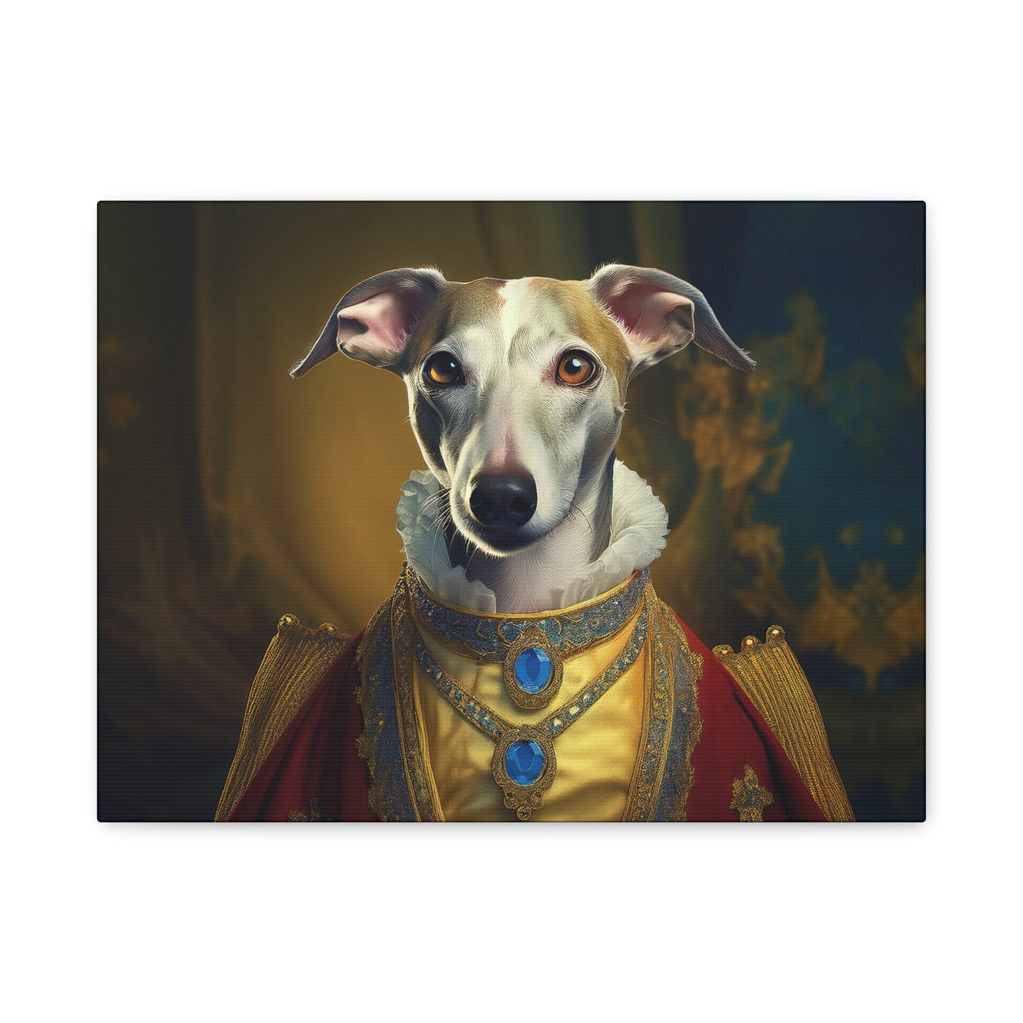 Whippet Renaissance Pet Portrait Print - Canvas, wall art, wall print, dog portrait, dog art
