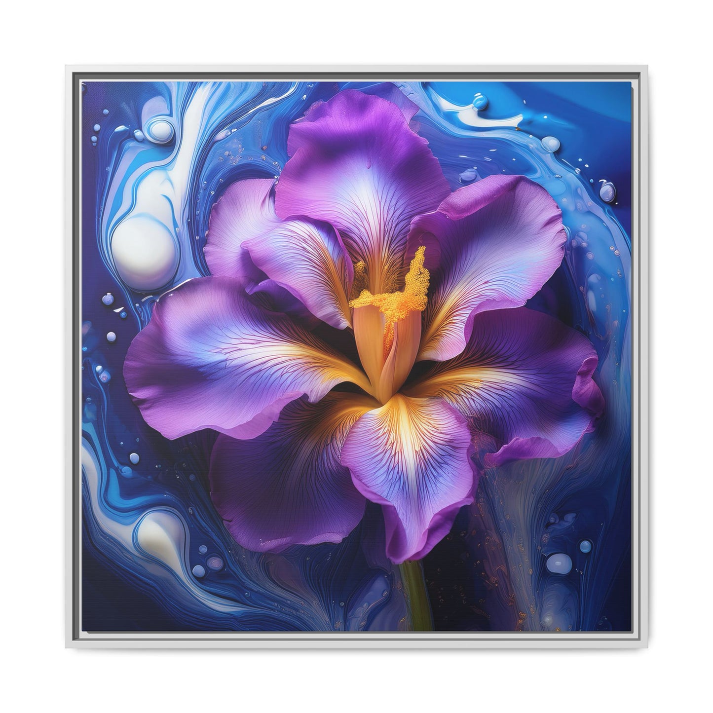 Abstract Iris - Style 2 - Floral Framed Canvas, Wall Print, wall art, botanical art