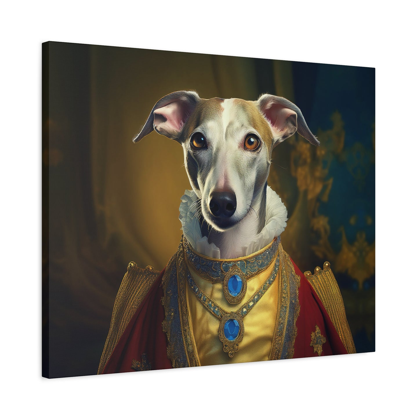 Whippet Renaissance Pet Portrait Print - Canvas, wall art, wall print, dog portrait, dog art