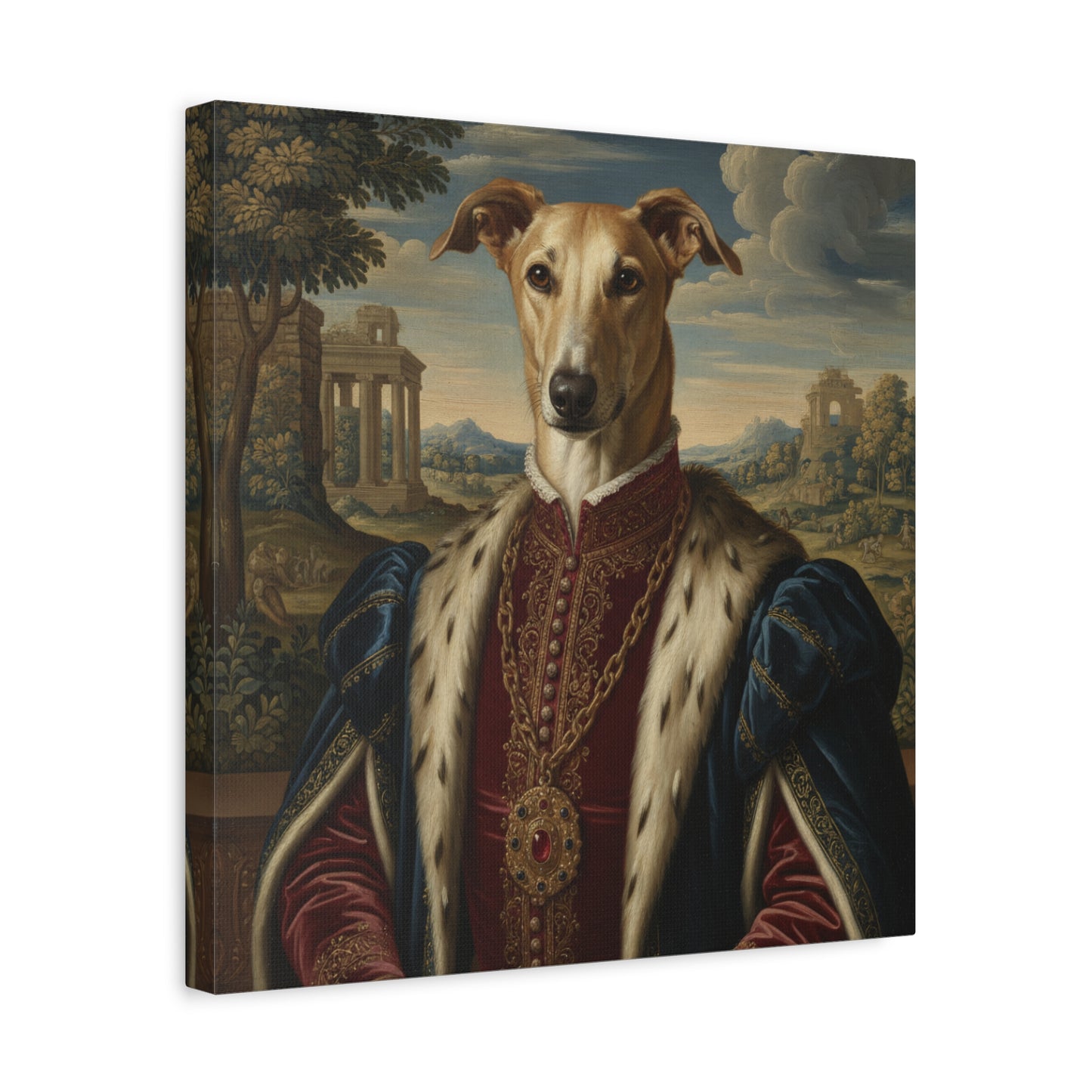 Azawakh Renaissance Portrait Canvas, Pet Lovers Decor, Animal Art Print, Dog Owner Gift, Custom Pet Artwork, Home Wall Art