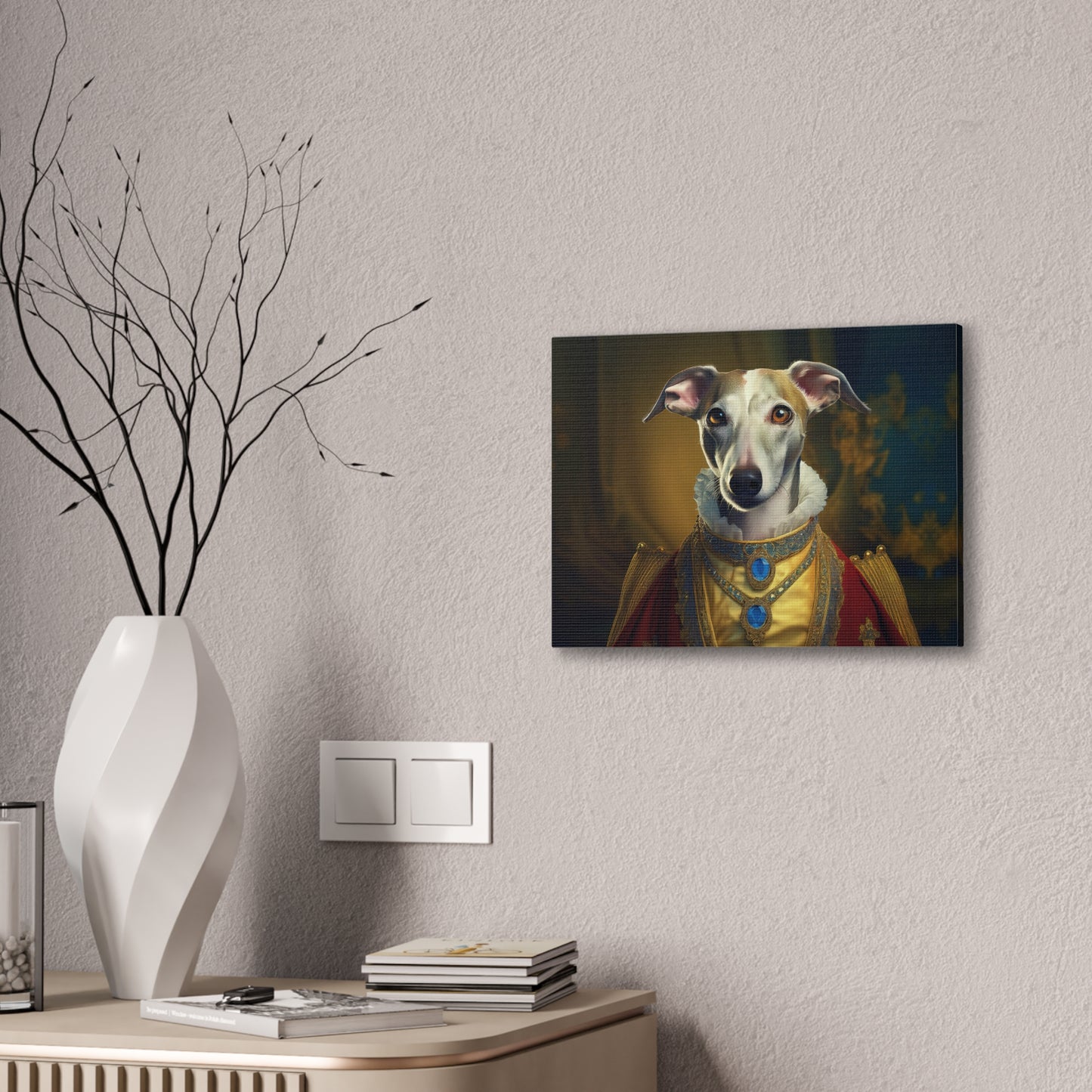 Whippet Pet Portrait Renaissance Print - Canvas, wall art, wall print, dog portrait, dog art