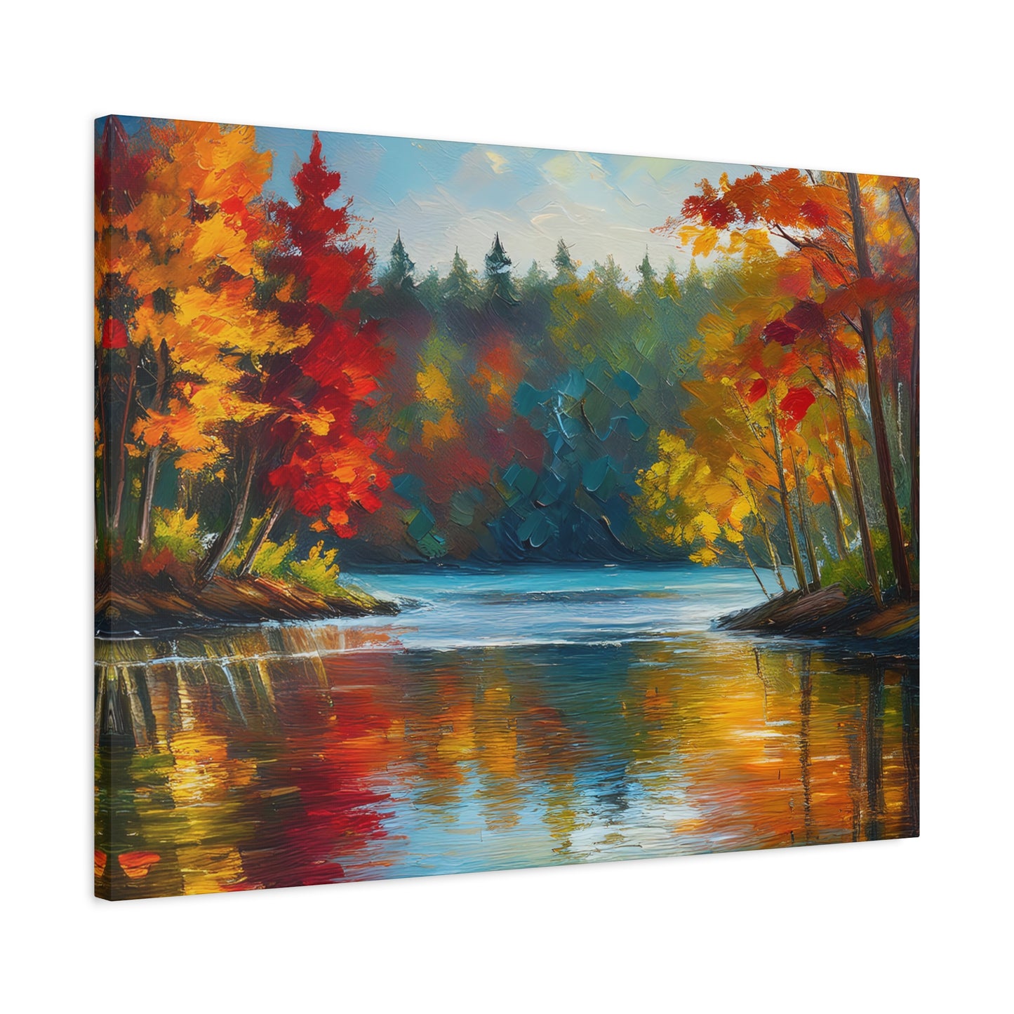 Fall Leaves on the Lake on Canvas | wall art | wall print