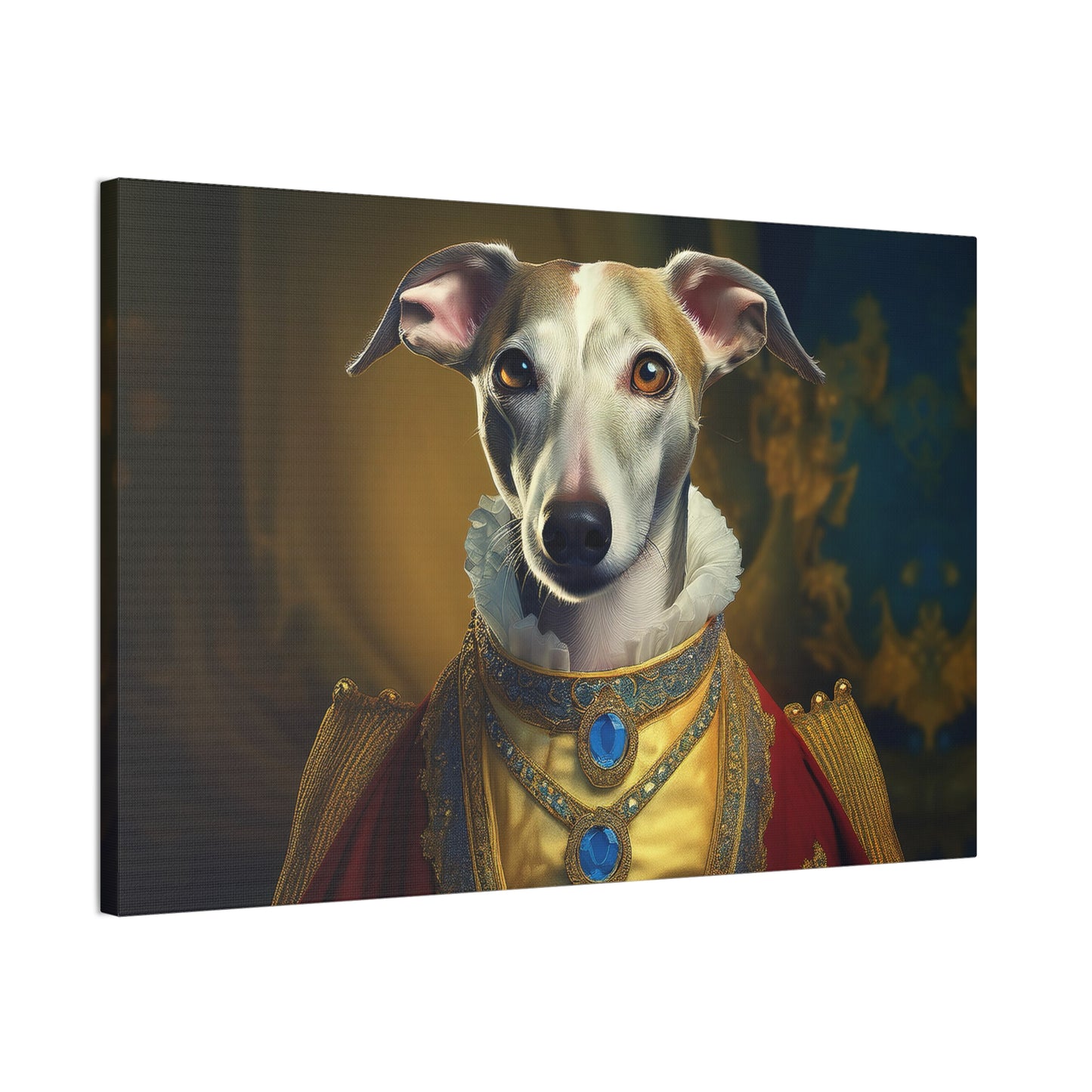 Whippet Pet Portrait Renaissance Print - Canvas, wall art, wall print, dog portrait, dog art