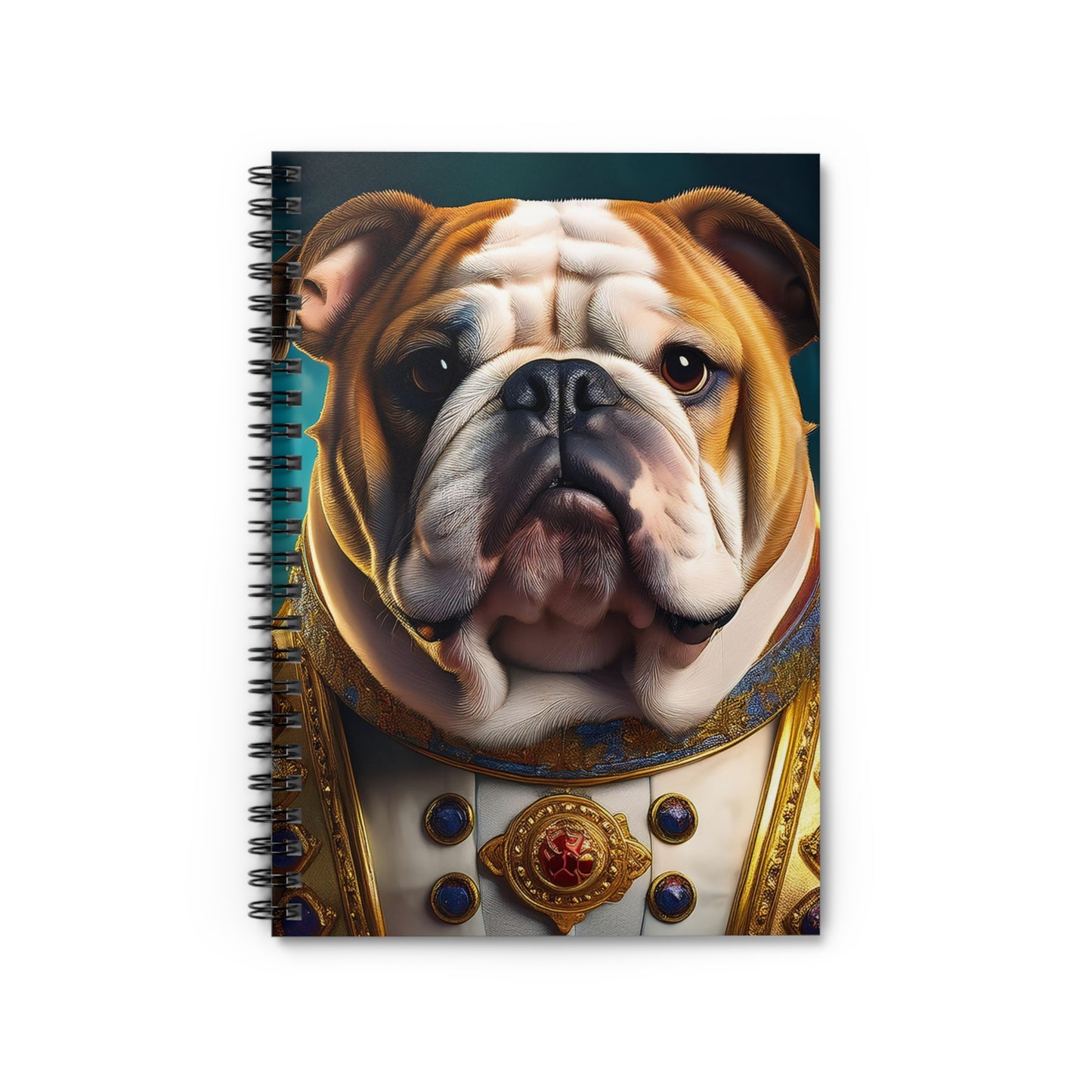 English Bulldog Renaissance Pet Portrait Spiral Notebook, Writing Journal, Note-Taking, Unique Dog Lover Gift