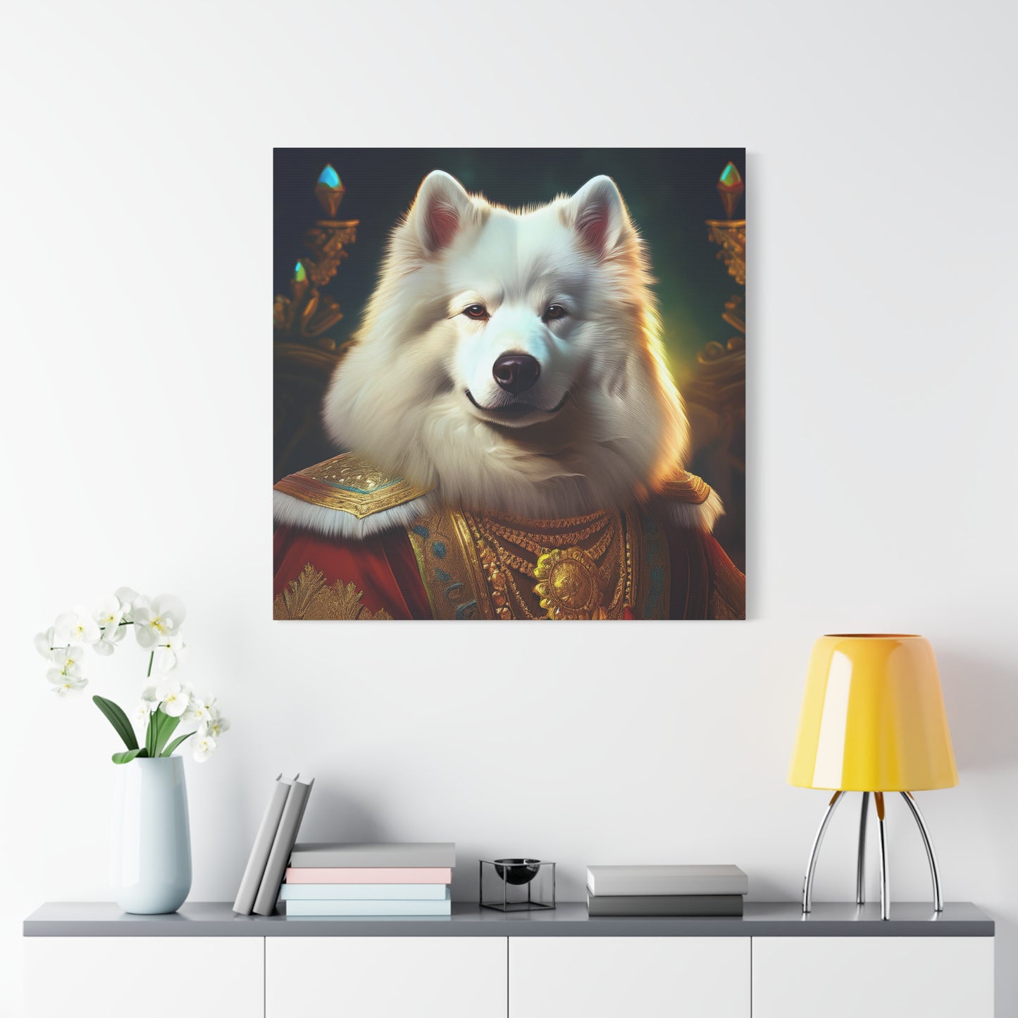 Samoyed Renaissance Pet Portrait on Canvas, wall art, wall print, dog portrait, dog art