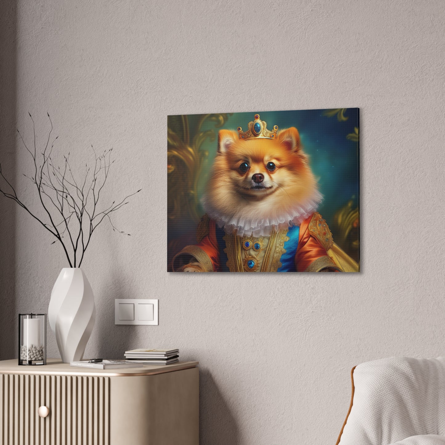 Pomeranian Renaissance Pet Portrait Canvas Print