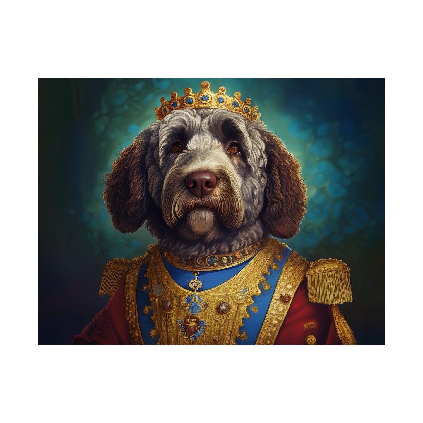 Portuguese Water Dog Renaissance Portrait Art Print, Wall Decor Gift, Animal Lover Home Decor, Dog Wall Art