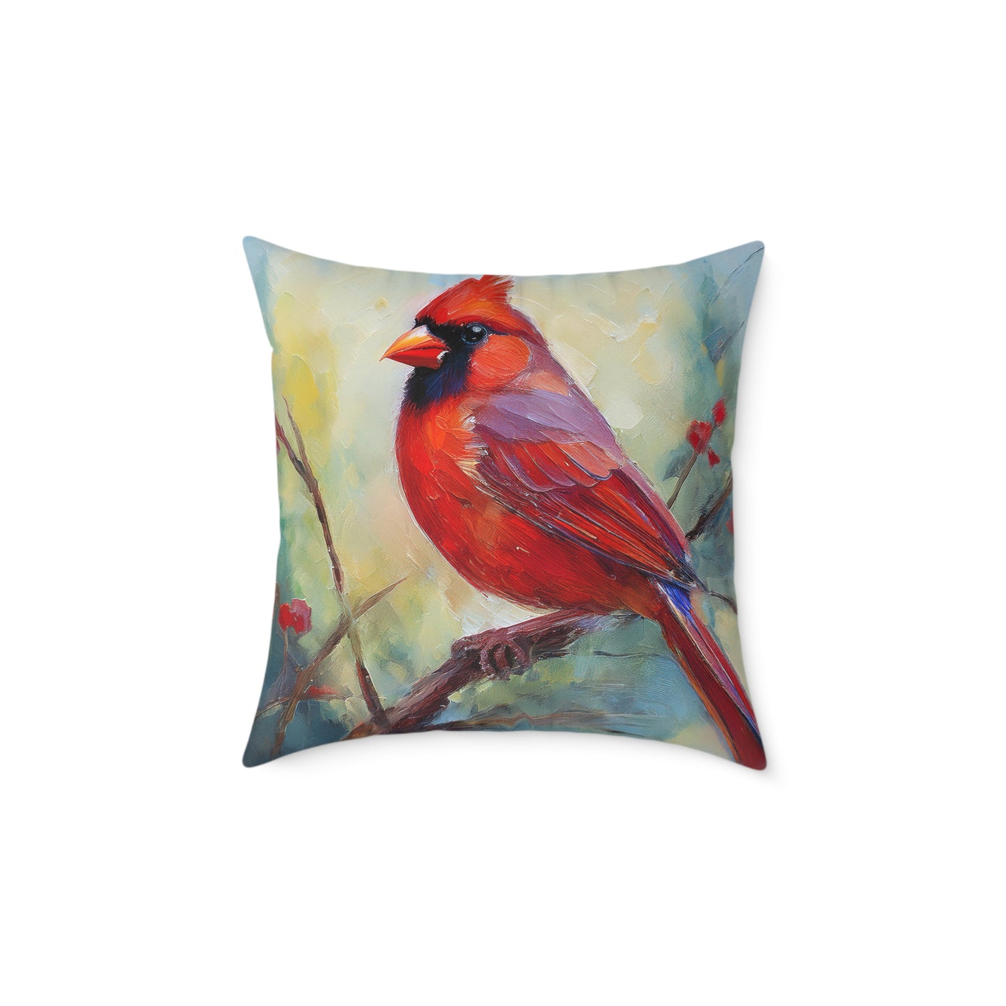 Vibrant Red Cardinal Pillow, Nature Decor, Home Accent, Gift for Bird Lovers, Cozy Living Room Cushion