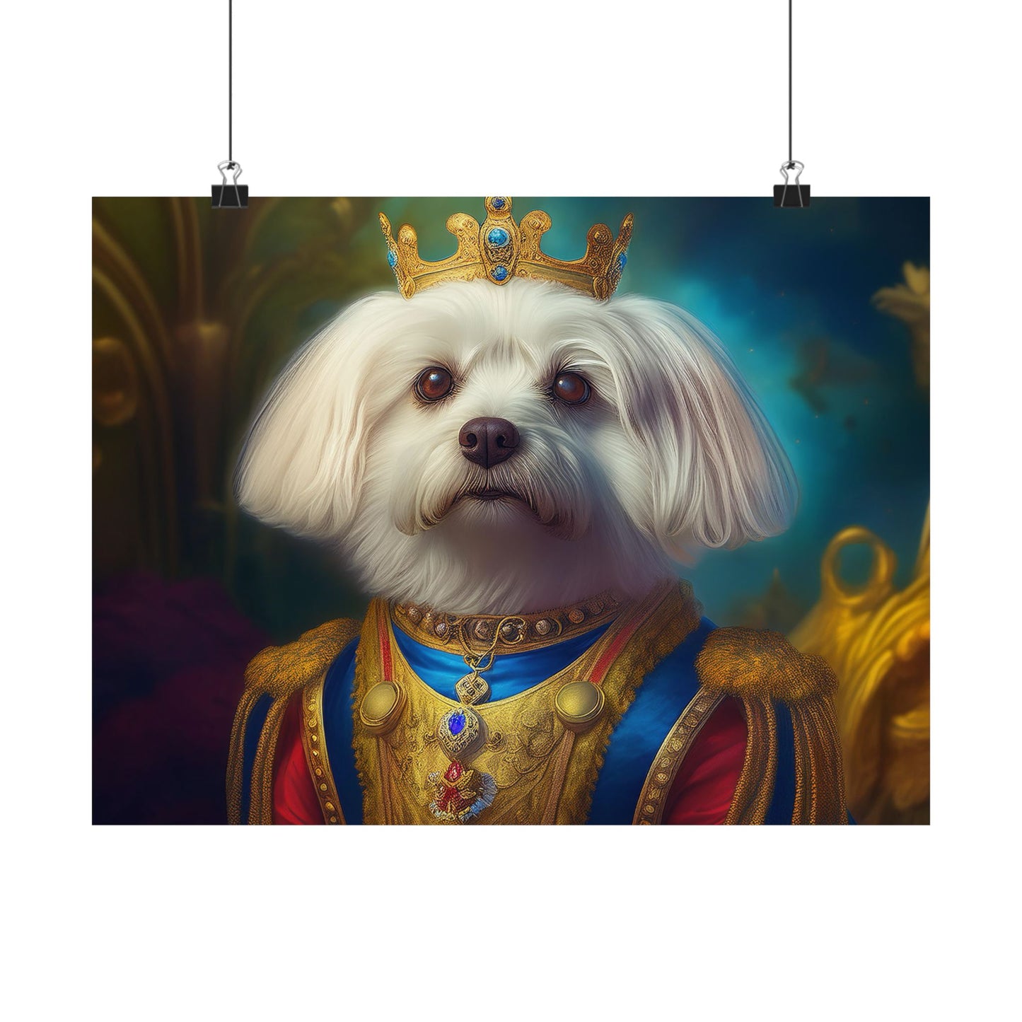 Maltese Renaissance Dog Portrait Wall Print | Art Print | Wall Decor | Dog Wall Art