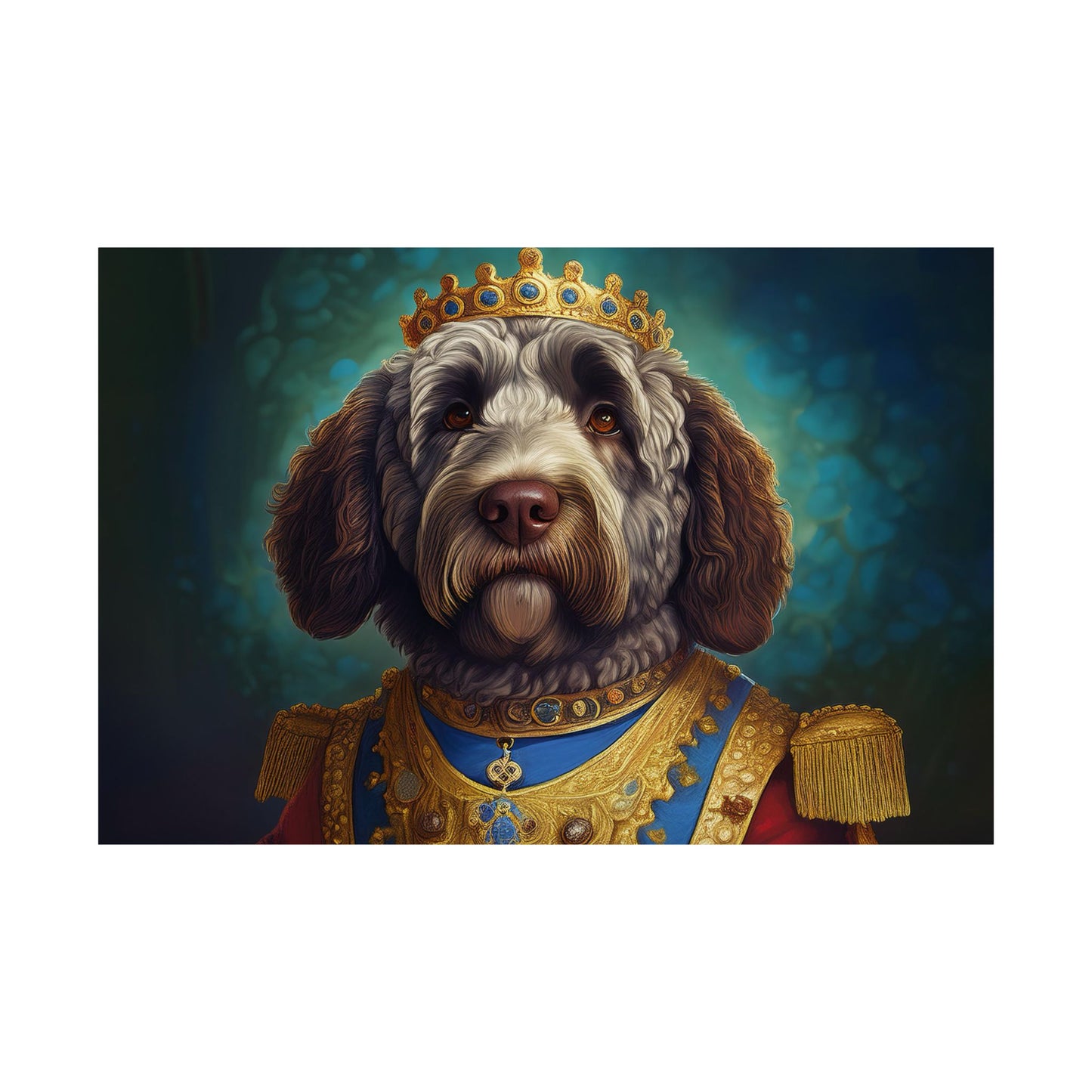 Portuguese Water Dog Renaissance Portrait Art Print, Wall Decor Gift, Animal Lover Home Decor, Dog Wall Art