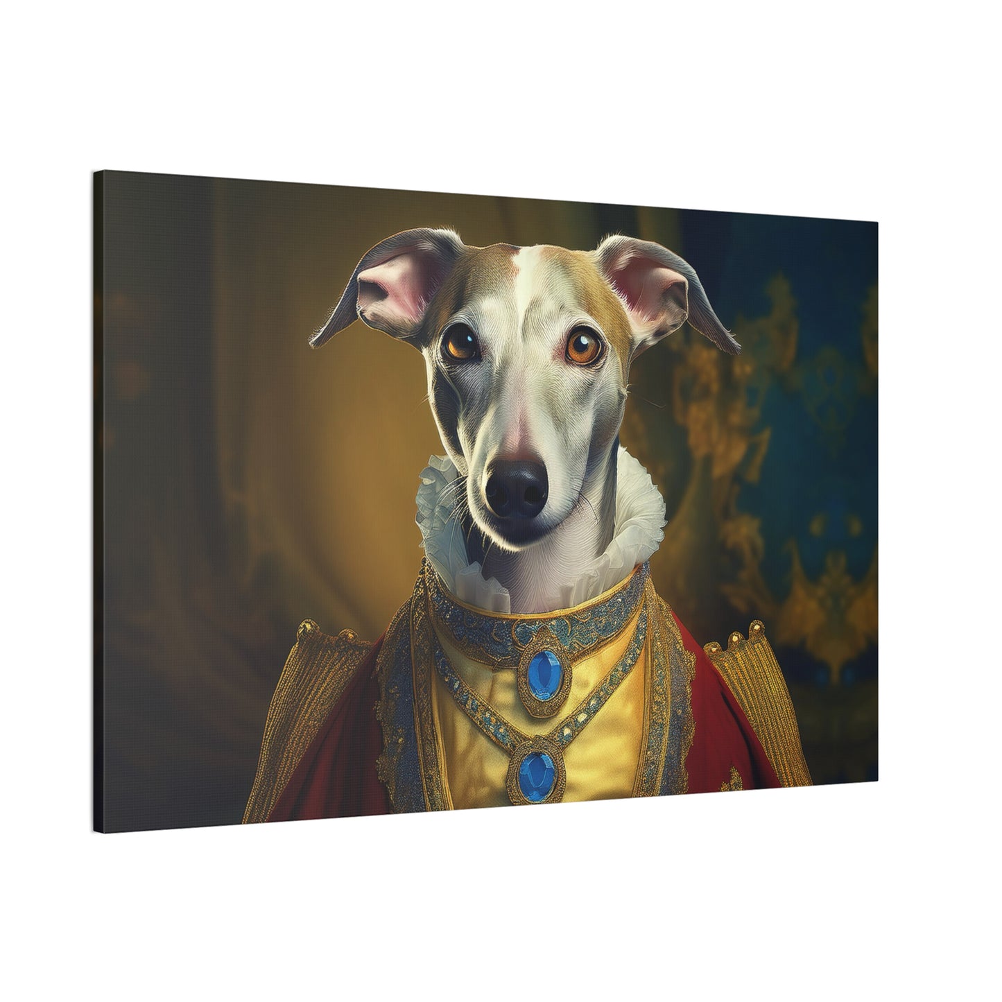 Whippet Pet Portrait Renaissance Print - Canvas, wall art, wall print, dog portrait, dog art