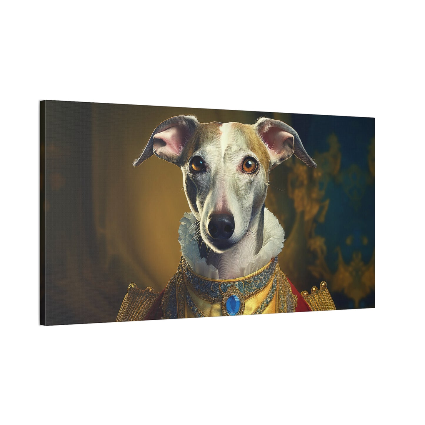 Whippet Pet Portrait Renaissance Print - Canvas, wall art, wall print, dog portrait, dog art