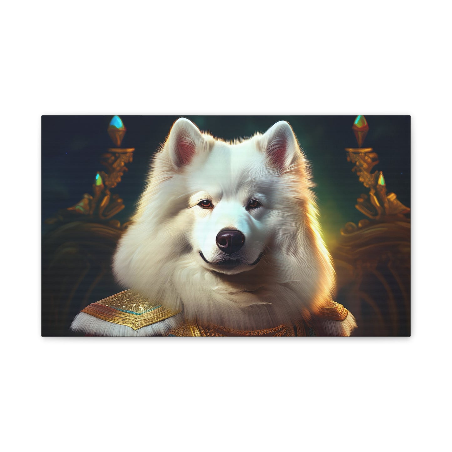 Regal Samoyed Canvas Art, Pet Wall Decor, Dog Portrait, Unique Home Decor, Animal Lover Gift, Noble Canine Wall Art