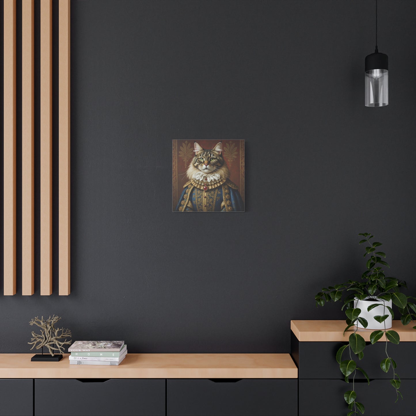 Maine Coon Renaissance Cat Portrait on Canvas Wall Art, Cat Lover Gift, Home Decor, Pet Art, Unique Artwork for Cat Owners, Feline Wall Decoration