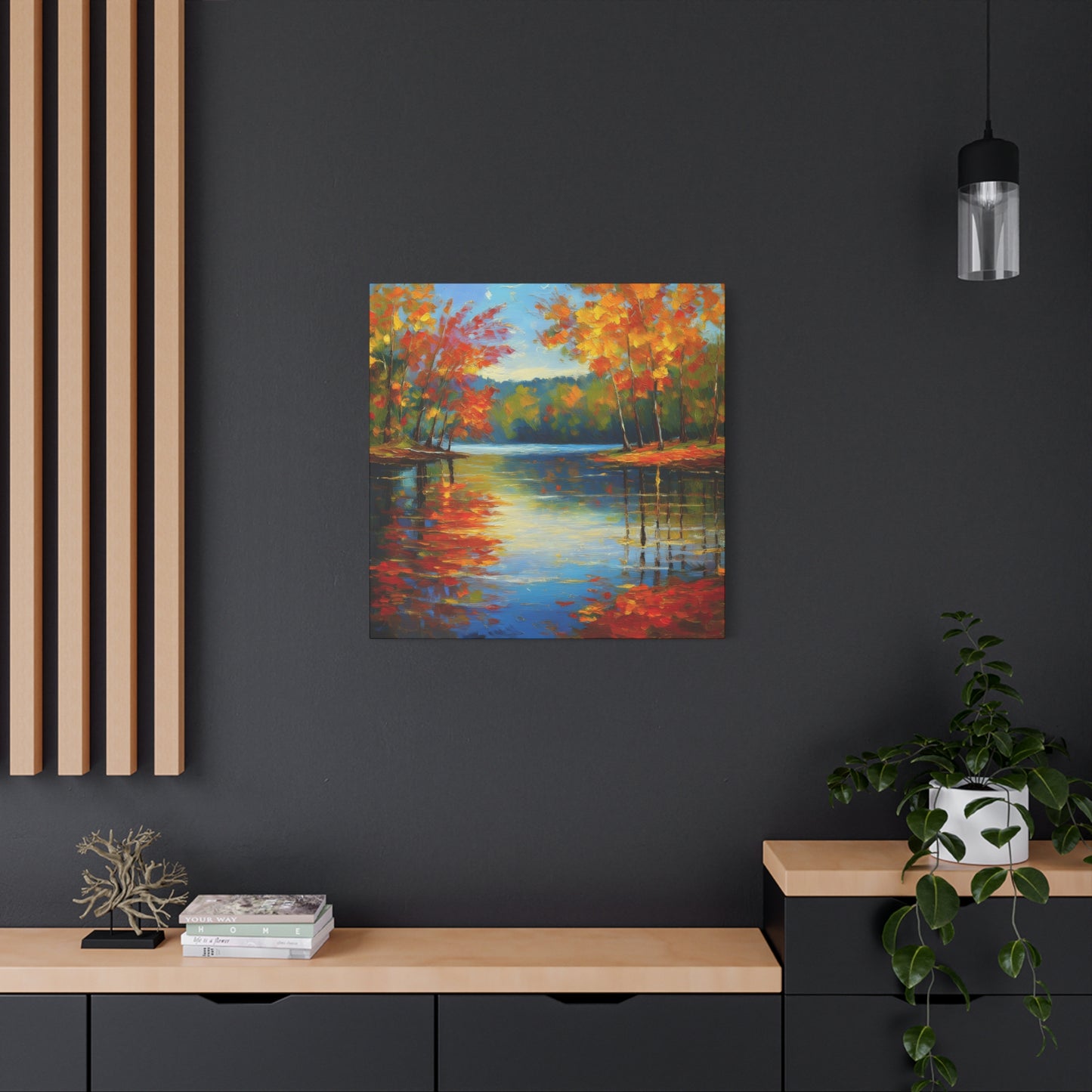Fall Changing Leaves on a Lake Canvas Print | Style 2 | Wall Art | Wall Print | Fall Decor