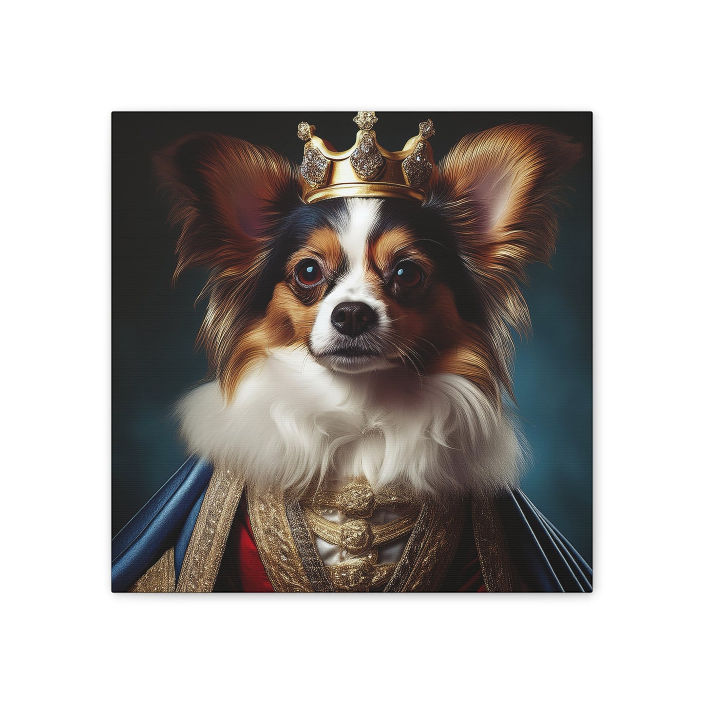 Papillon Pet Portrait Renaissance on Canvas, wall art, wall print, dog portrait, dog art