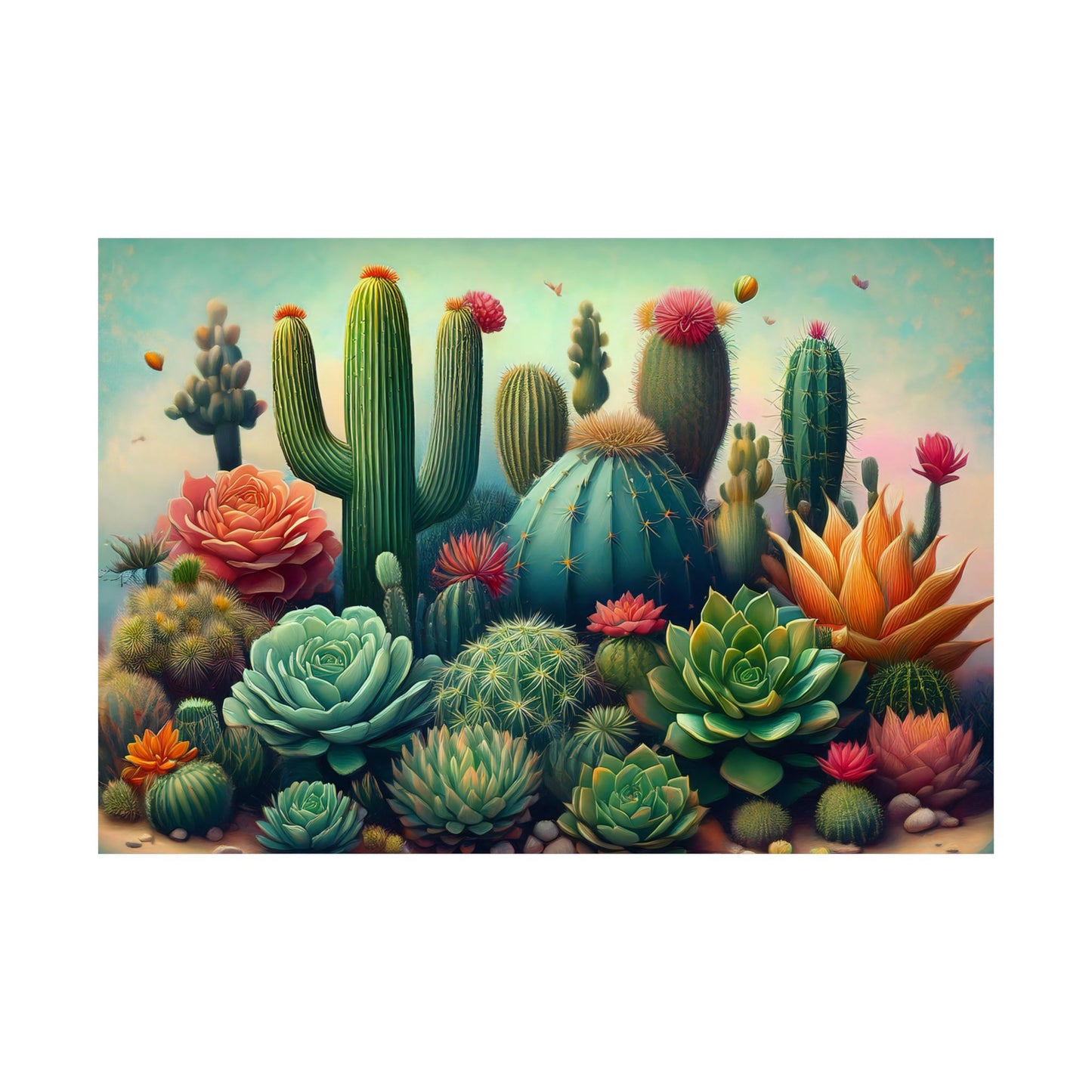 Abstract Cacti and Succulent Desert Garden Color Print | Wall Art | Wall Print