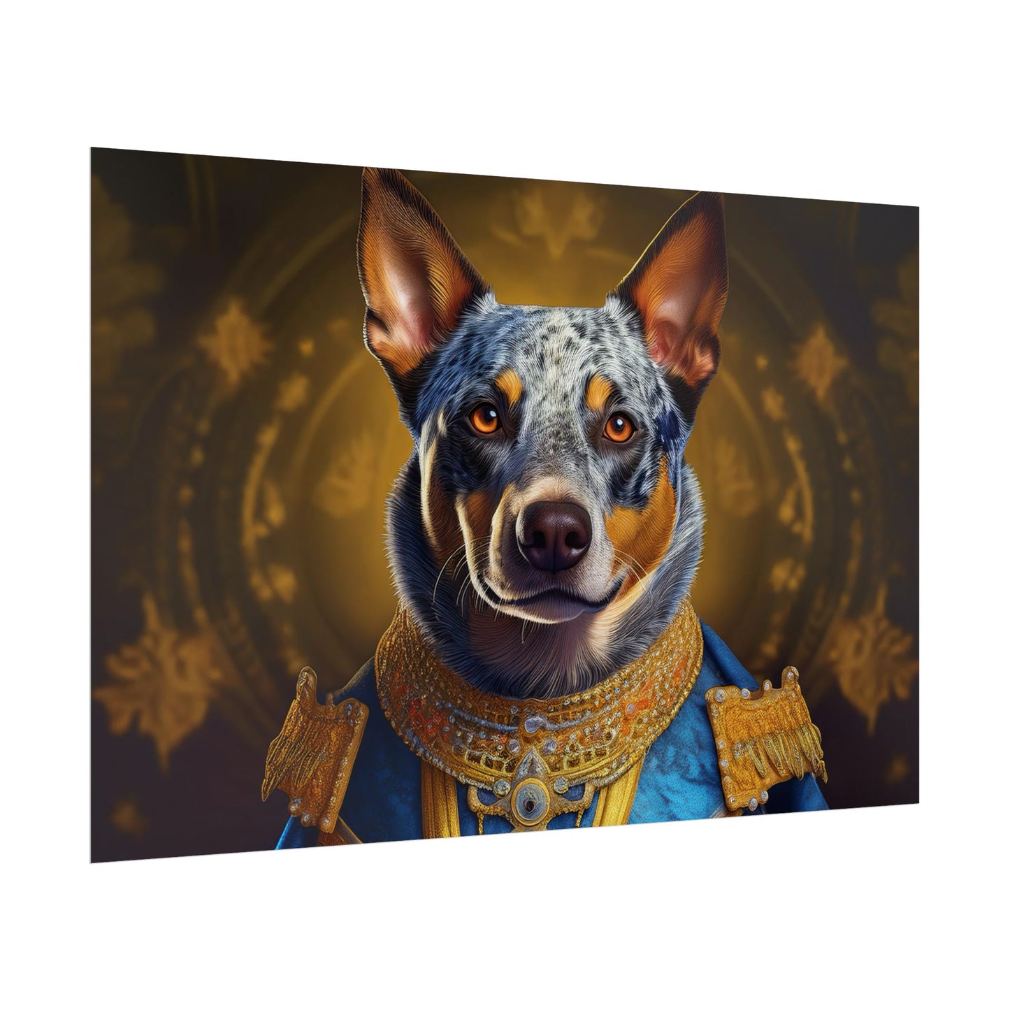 Australian Cattle Dog Renaissance Dog Portrait Wall Art | Art Print | Wall Decor Gift, Animal Lover Home Decor, Dog Wall Art