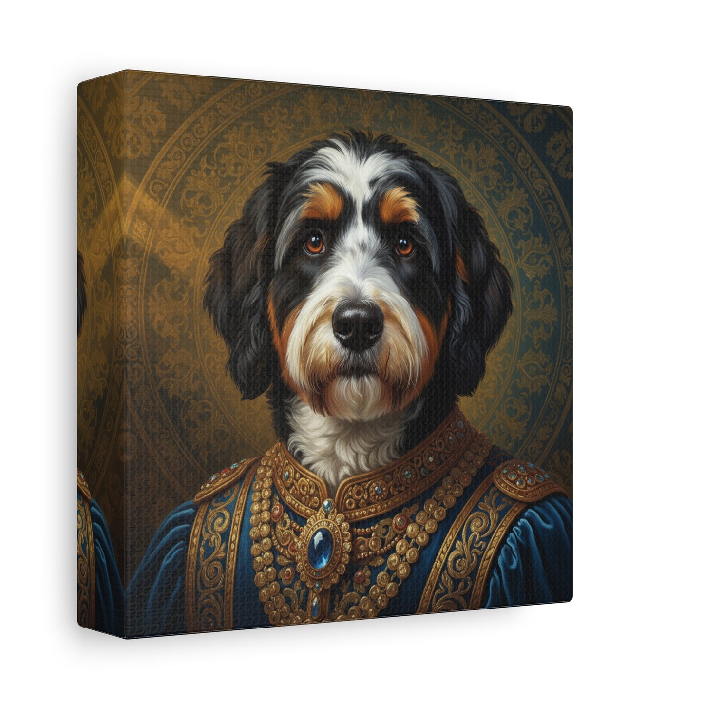 Bernedoodle Renaissance Dog Portrait Canvas Art, Pet Portrait Wall Decor, Animal Lover Gift, Home Decoration, Unique Dog Artwork