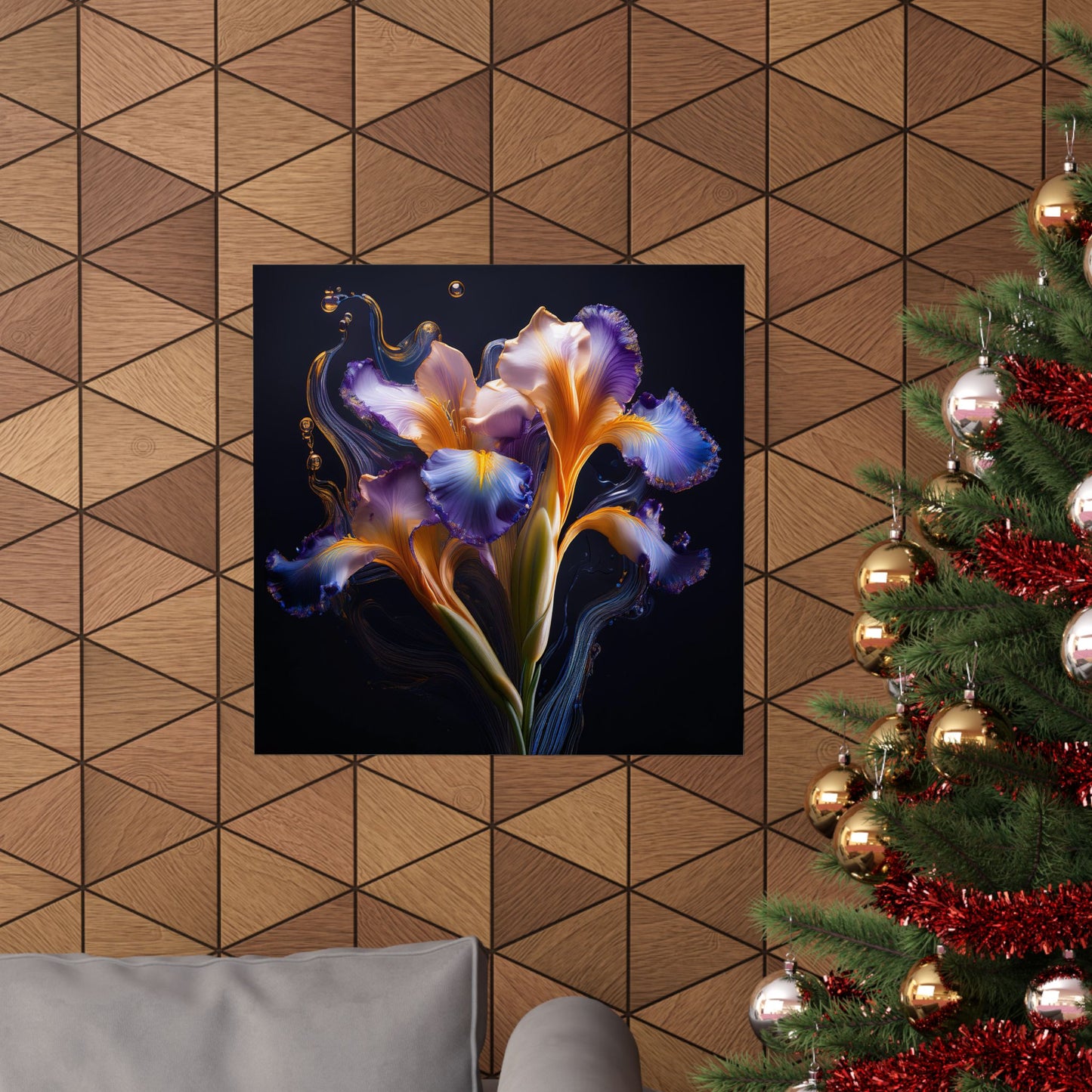 Abstract Square Floral Iris Wall Art Print | Style 3 | Wall Print | Wall Art | Botanical Art