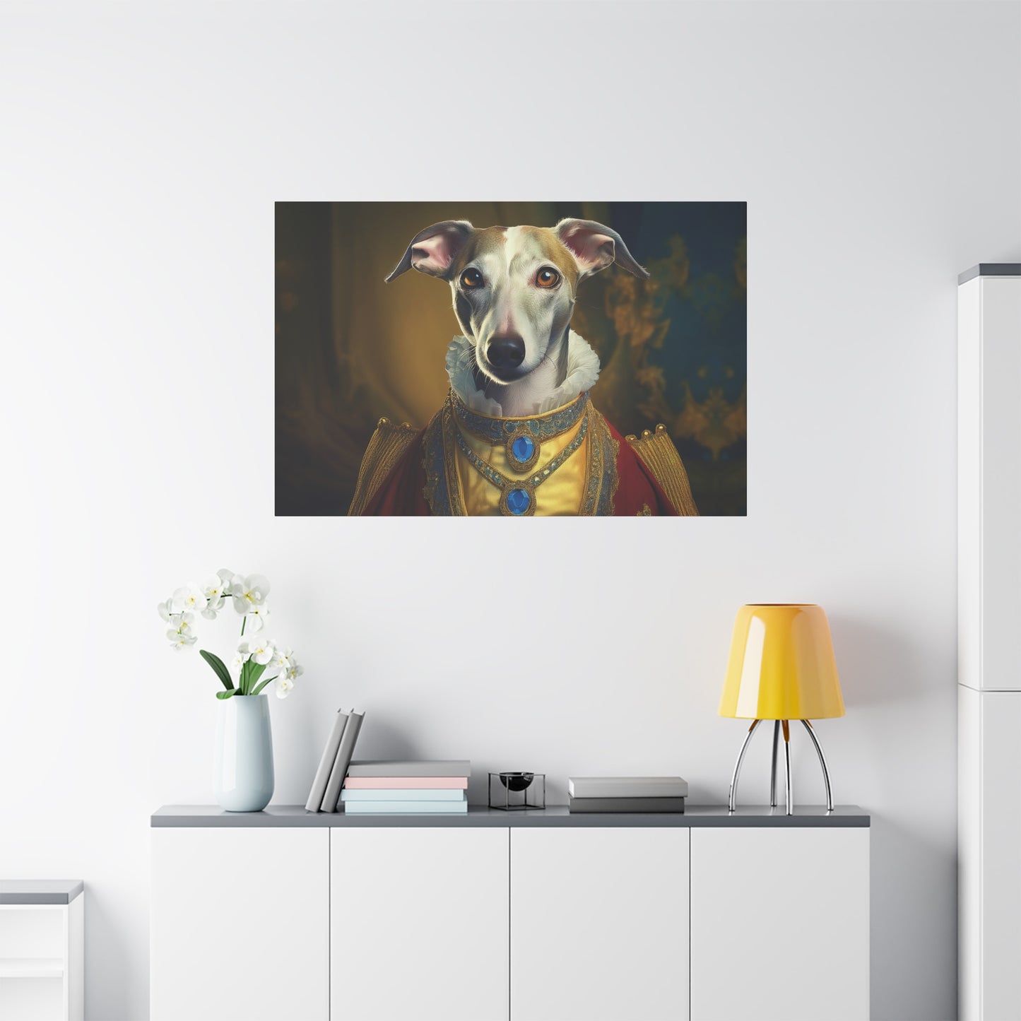 Whippet Renaissance Pet Portrait Print - Canvas, wall art, wall print, dog portrait, dog art