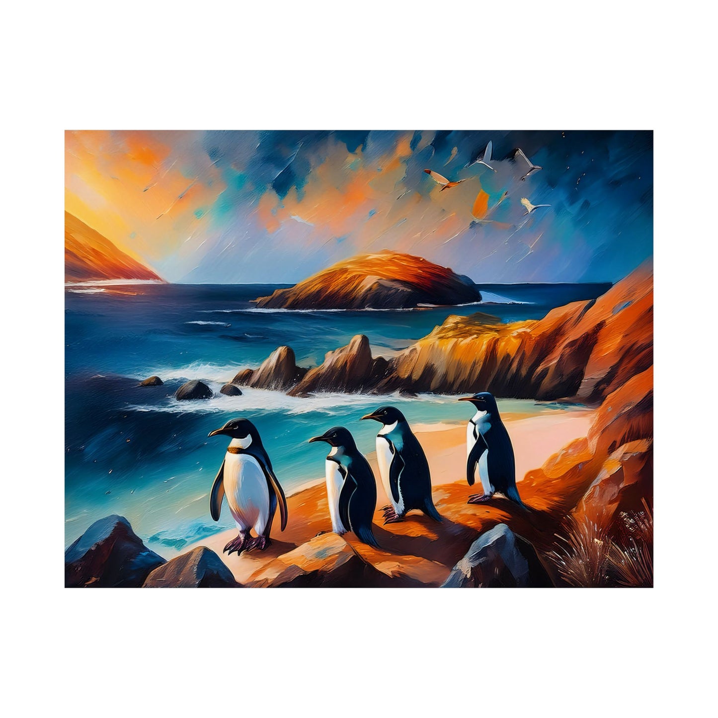 Phillip Island Little Penguins Australia Wall Art | Vibrant Wall Print | Unique Painting Print | Style 2 | Wall Art | Wall Print