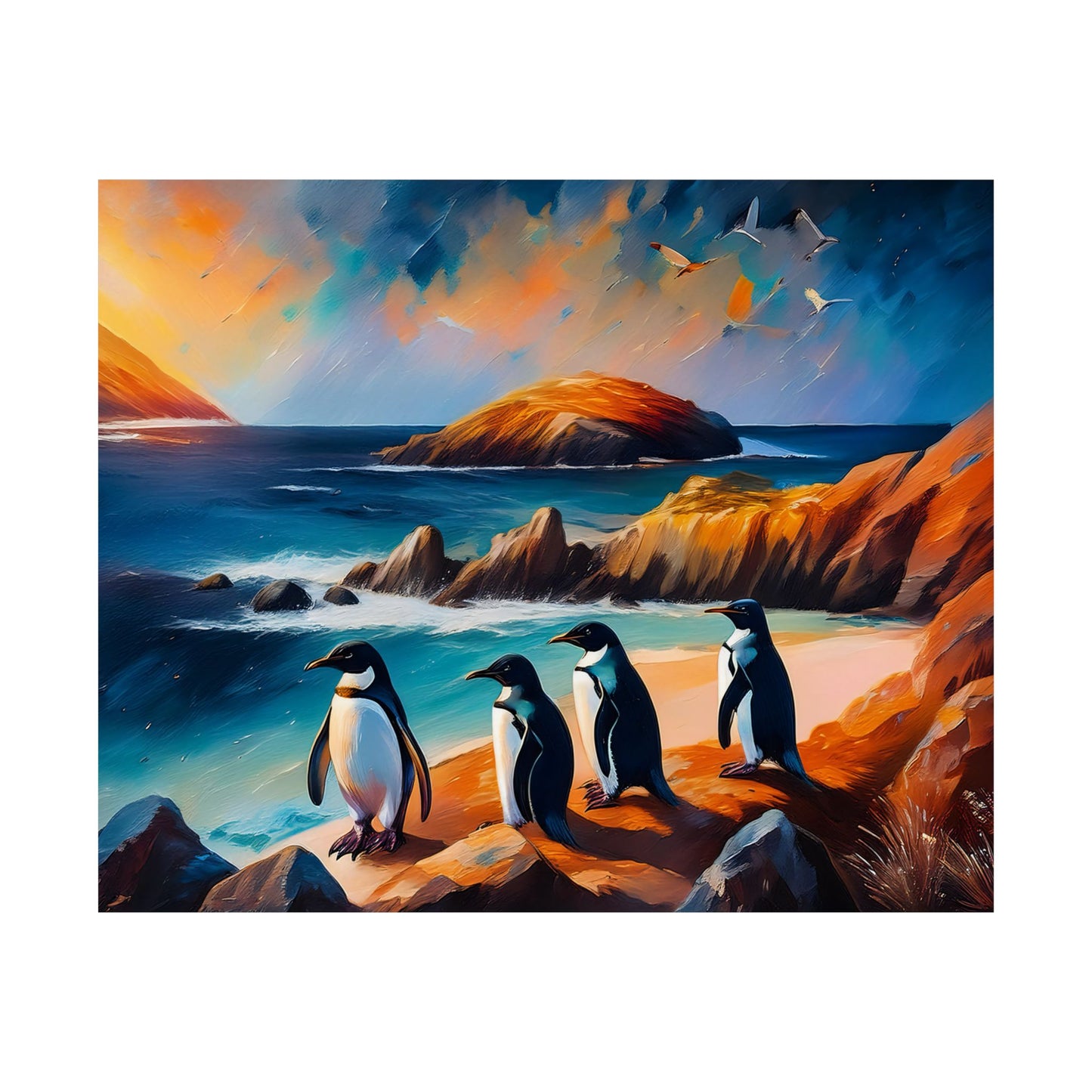 Phillip Island Little Penguins Australia Wall Art | Vibrant Wall Print | Unique Painting Print | Style 2 | Wall Art | Wall Print
