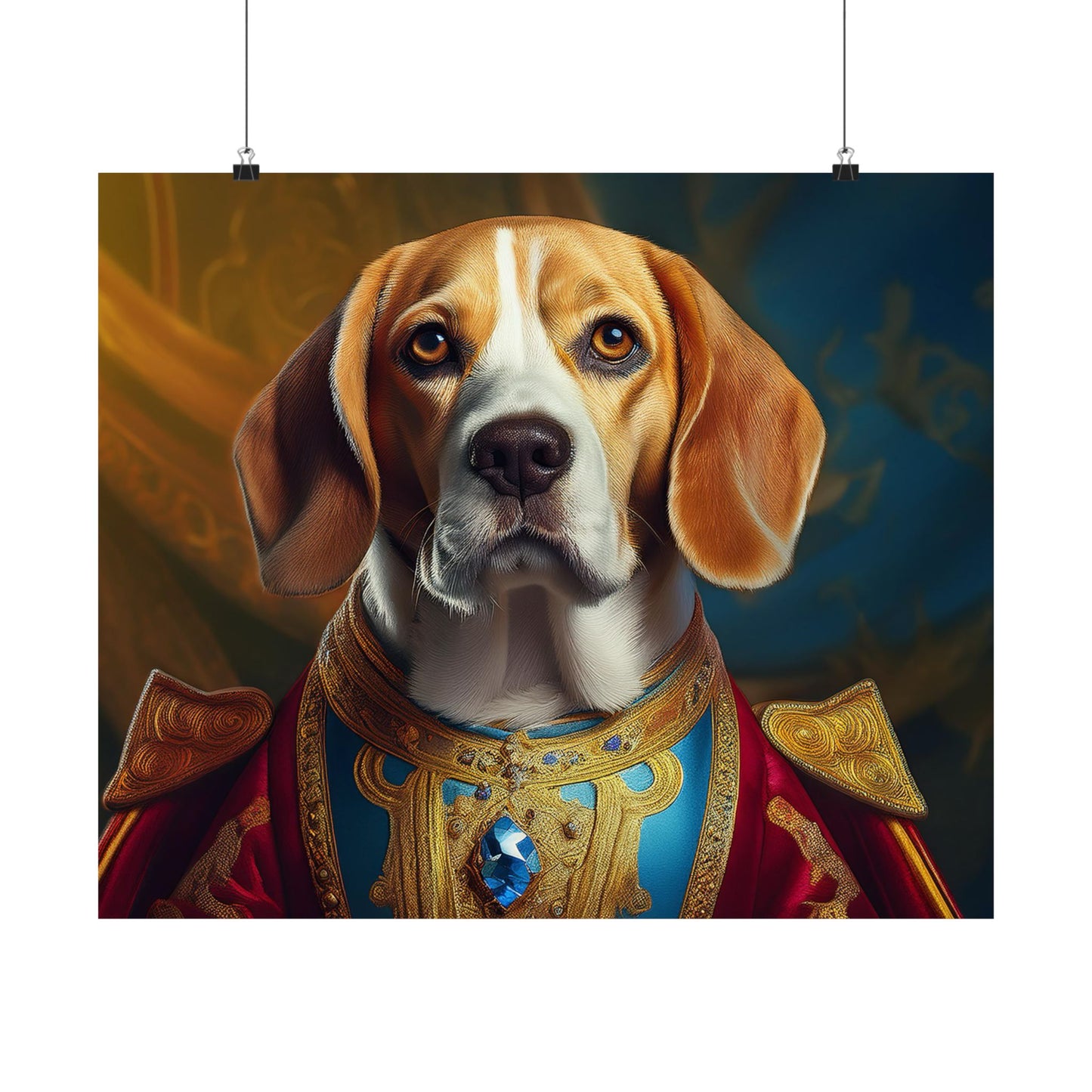 Beagle Renaissance Dog Portrait Art Print, Wall Decor Gift, Wall Prints, Wall Art