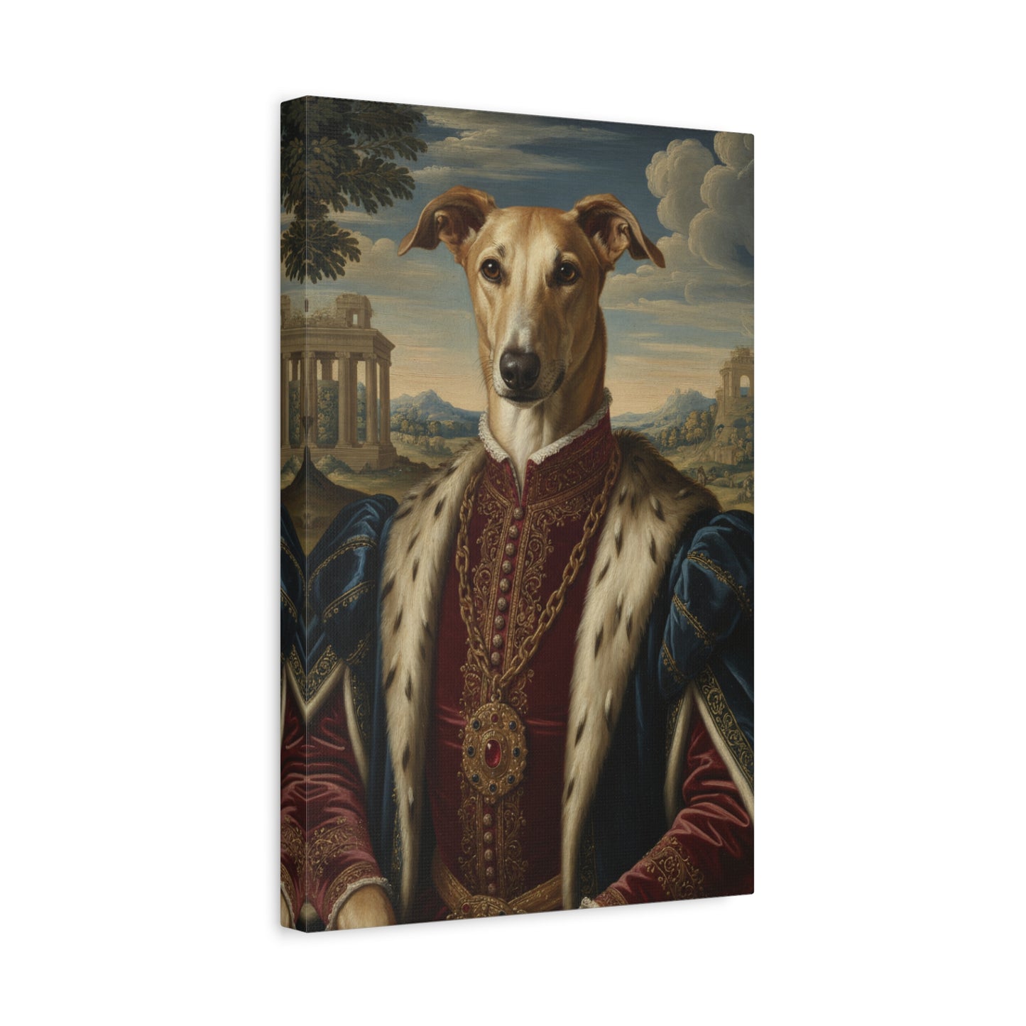 Azawakh Renaissance Portrait Canvas, Pet Lovers Decor, Animal Art Print, Dog Owner Gift, Custom Pet Artwork, Home Wall Art