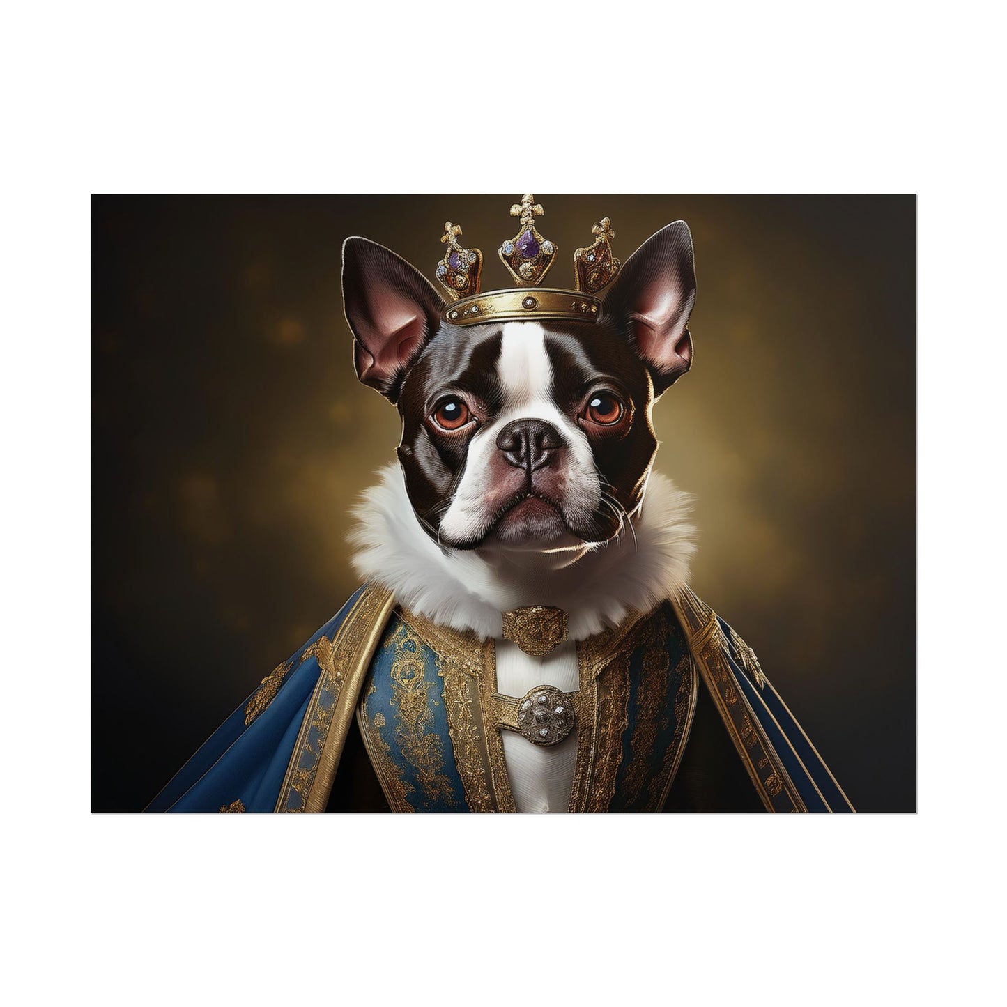 Boston Terrier Renaissance Dog Portrait Art Print, Wall Decor Gift, Animal Lover Home Decor, Dog Wall Art