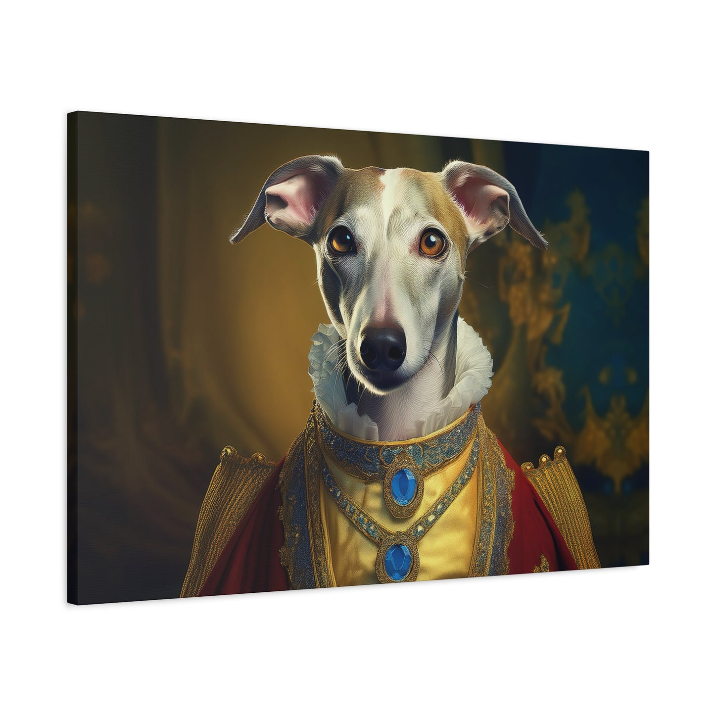 Whippet Renaissance Pet Portrait Print - Canvas, wall art, wall print, dog portrait, dog art