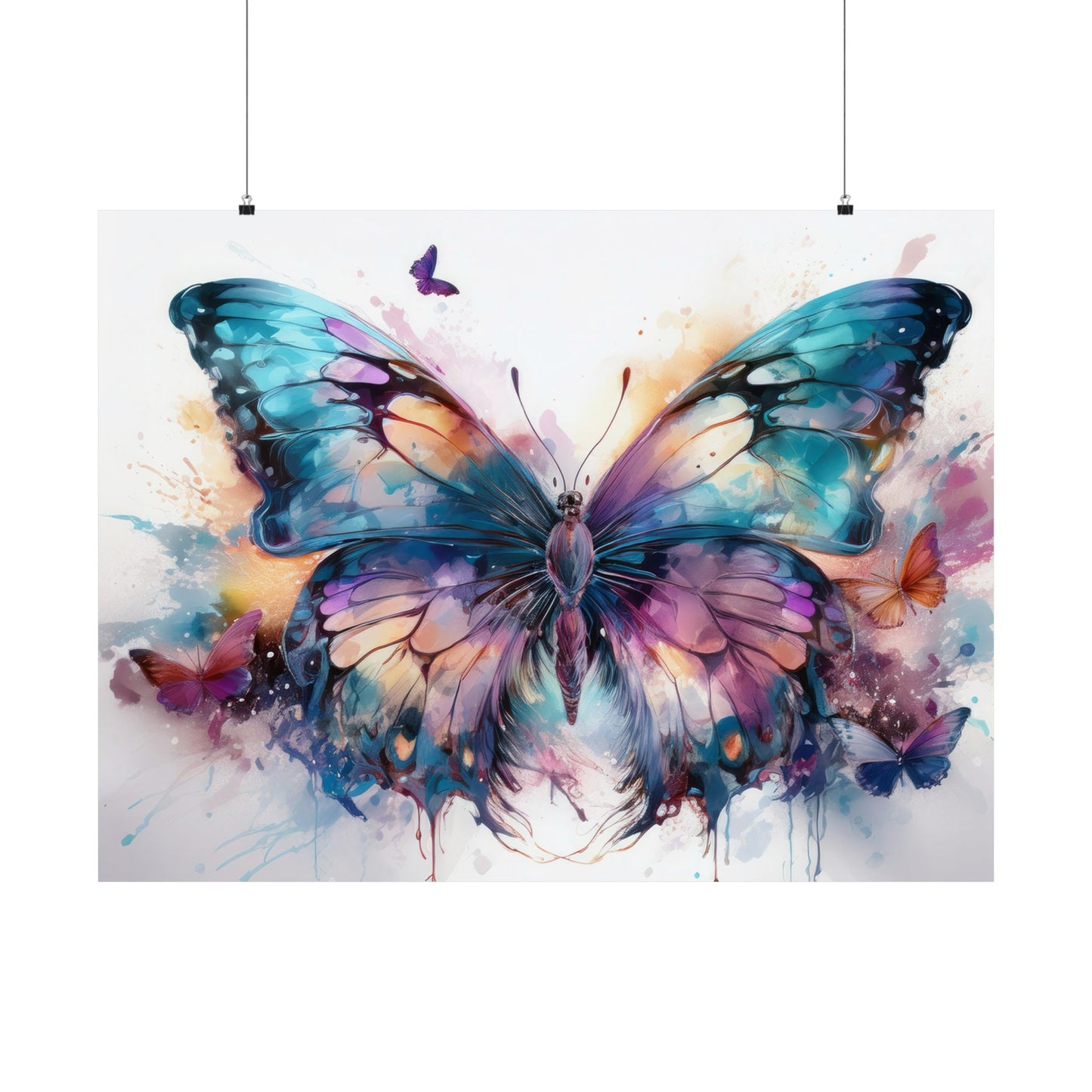 Teal, Orange & Purple Butterfly Alcohol Ink Wall Art | Butterfly wall art | Wall Art | Wall Print