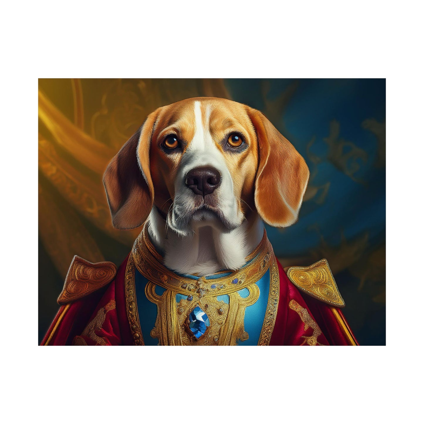 Beagle Renaissance Dog Portrait Art Print, Wall Decor Gift, Wall Prints, Wall Art