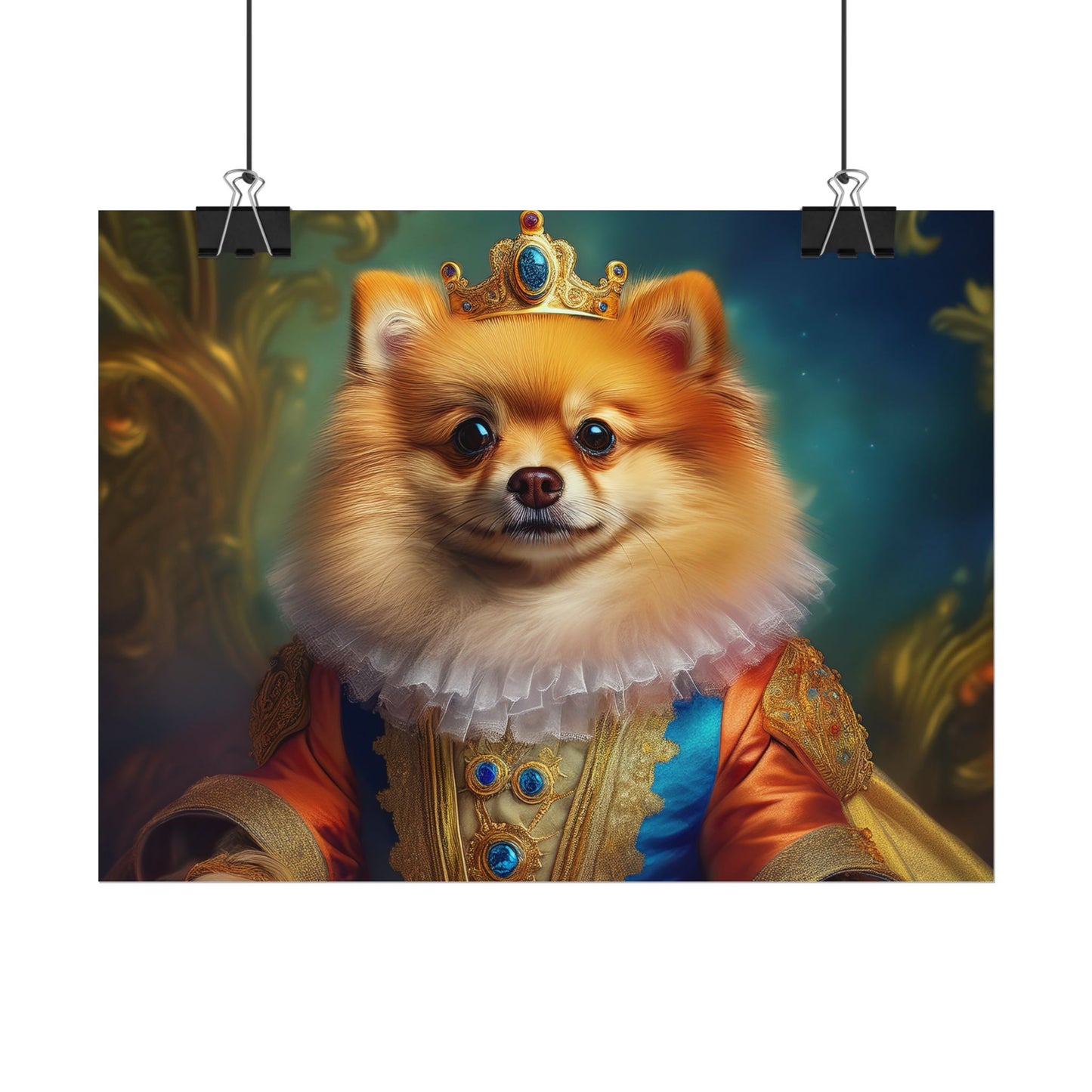 Pomeranian Renaissance Dog Portrait Art Print, Wall Decor Gift, Animal Lover Home Decor, Dog Wall Art
