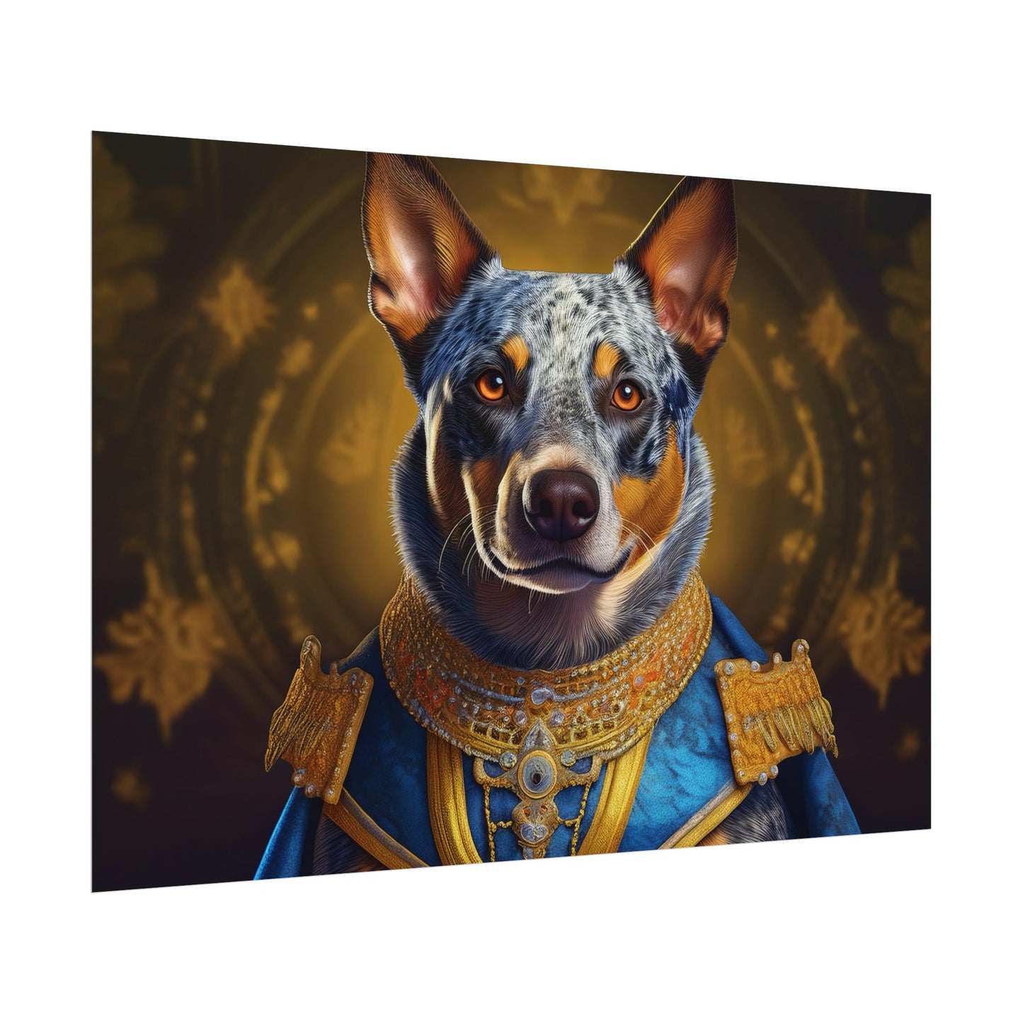 Australian Cattle Dog Renaissance Dog Portrait Wall Art | Art Print | Wall Decor Gift, Animal Lover Home Decor, Dog Wall Art