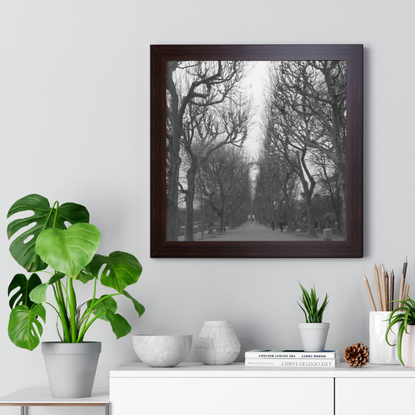Paris Pathway Black and White Wall Art | Framed Canvas Print | Wall Print
