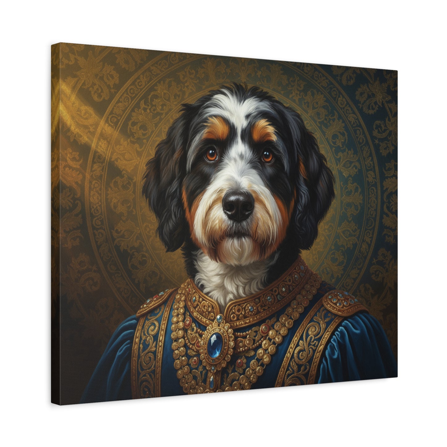 Bernedoodle Renaissance Dog Portrait Canvas Art, Pet Portrait Wall Decor, Animal Lover Gift, Home Decoration, Unique Dog Artwork