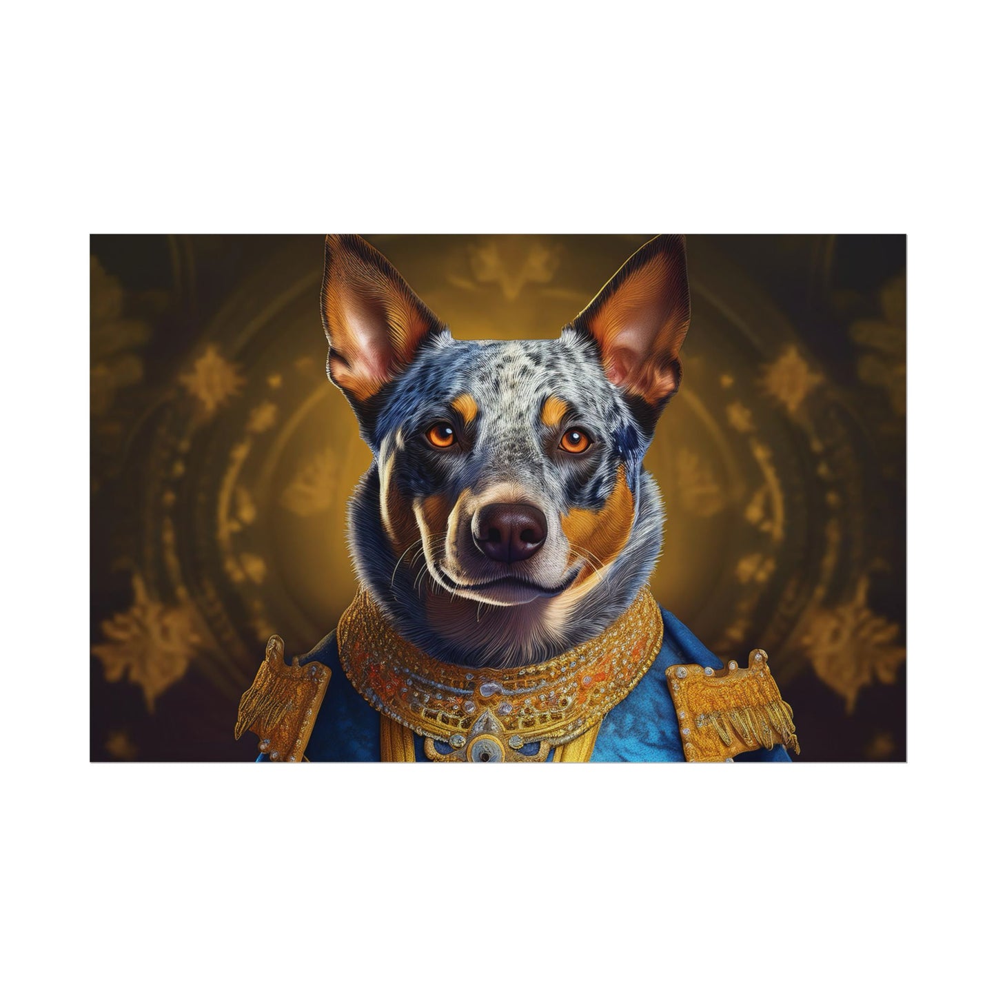 Australian Cattle Dog Renaissance Dog Portrait Wall Art | Art Print | Wall Decor Gift, Animal Lover Home Decor, Dog Wall Art