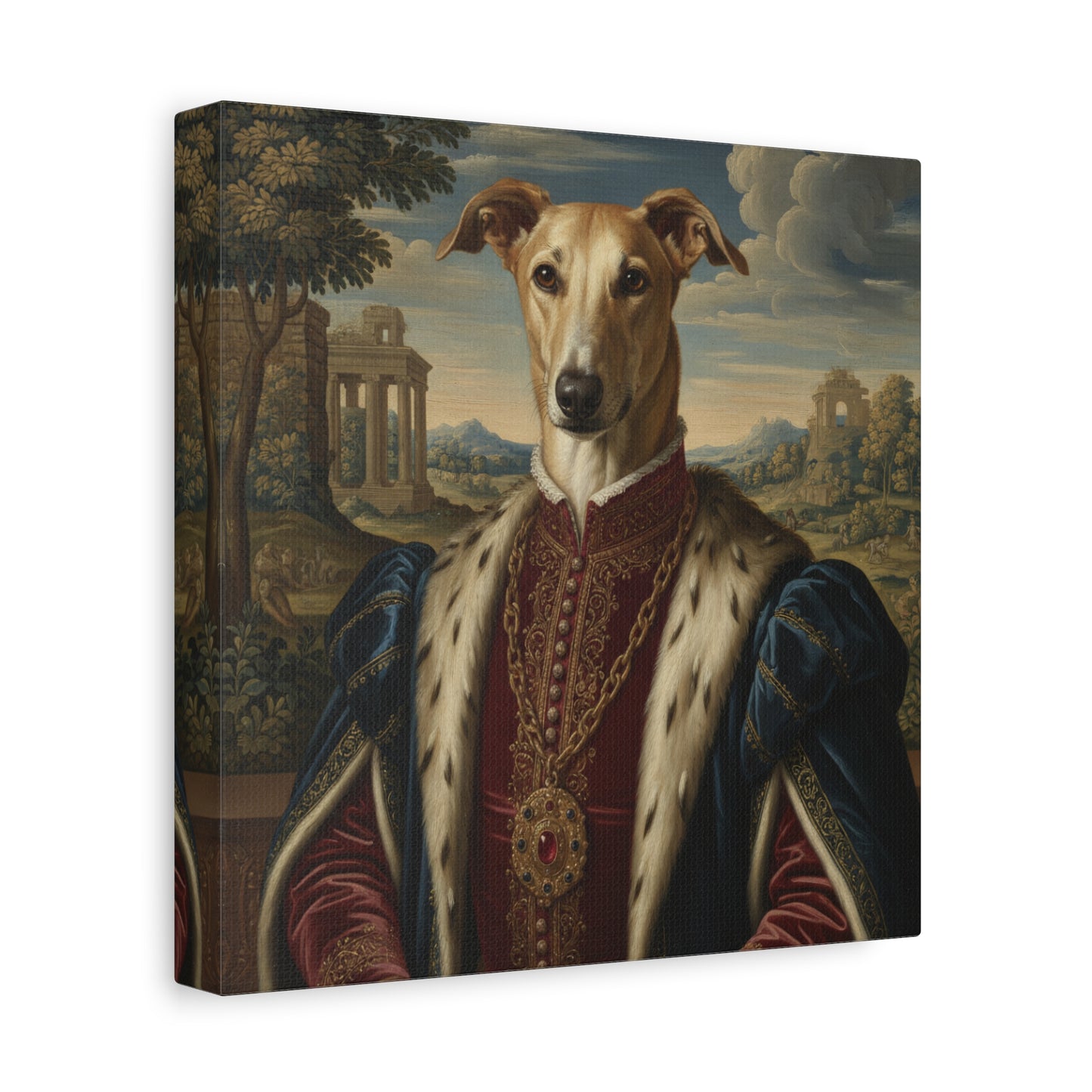 Azawakh Renaissance Portrait Canvas, Pet Lovers Decor, Animal Art Print, Dog Owner Gift, Custom Pet Artwork, Home Wall Art