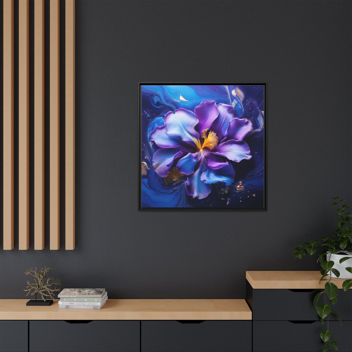 Abstract Iris Floral Square Framed Print - 02