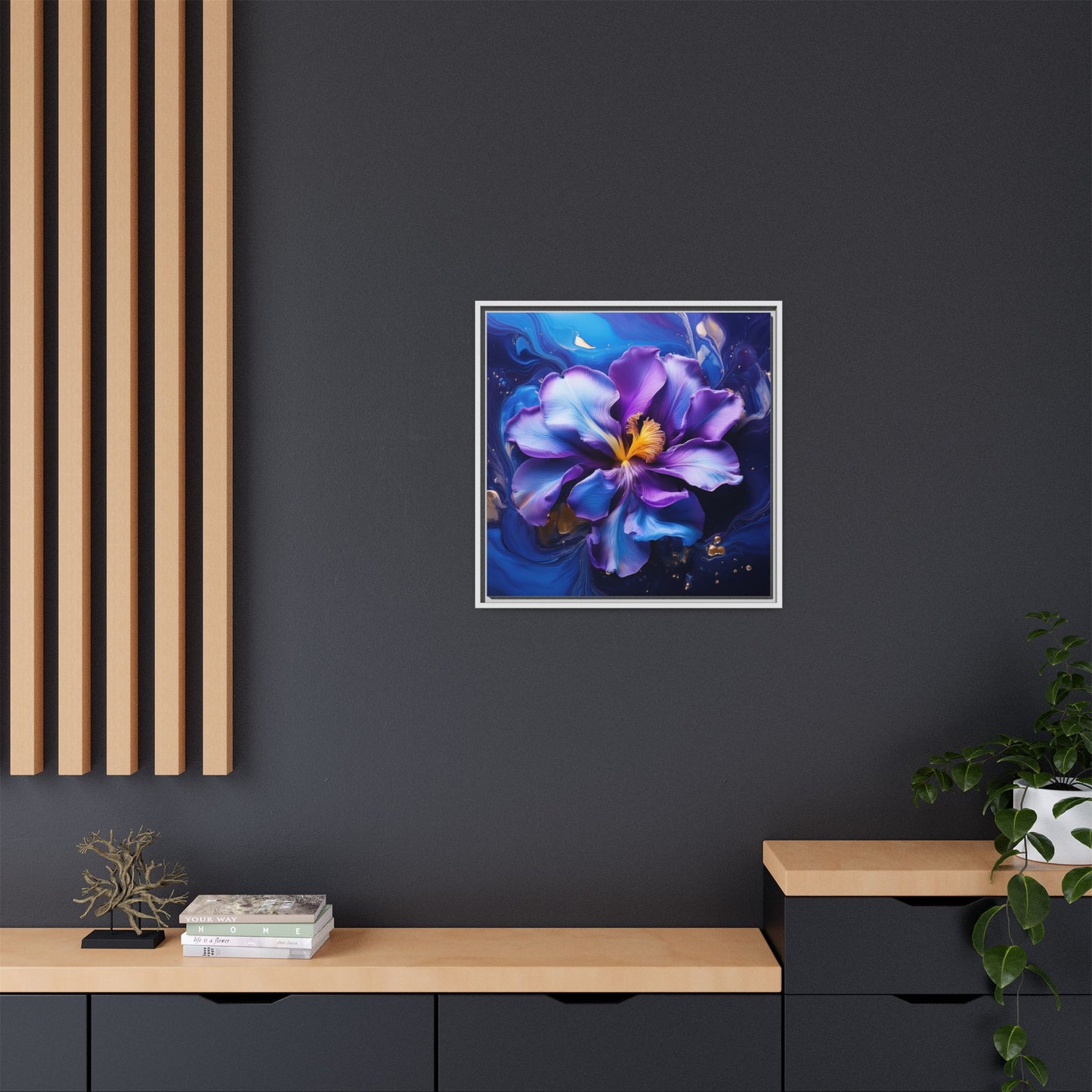 Abstract Iris Floral Square Framed Print - 02