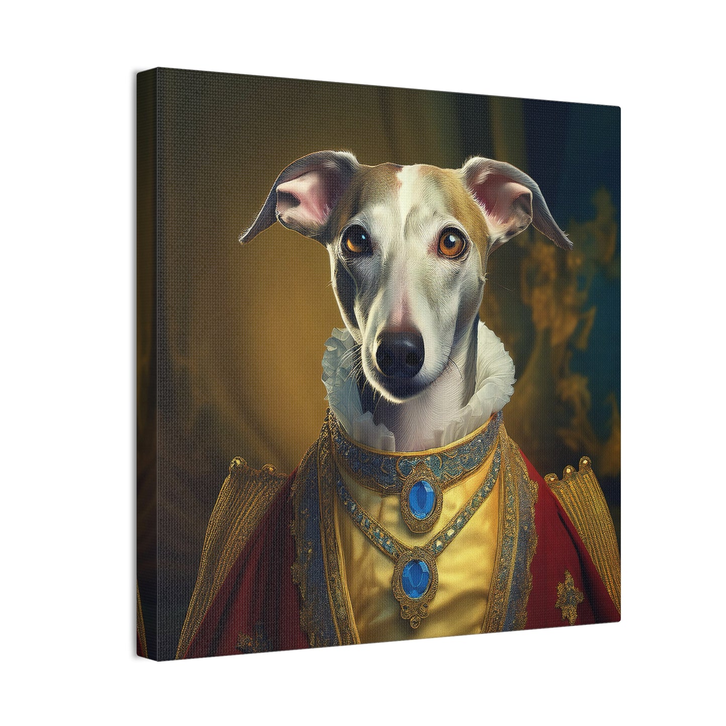 Whippet Pet Portrait Renaissance Print - Canvas, wall art, wall print, dog portrait, dog art