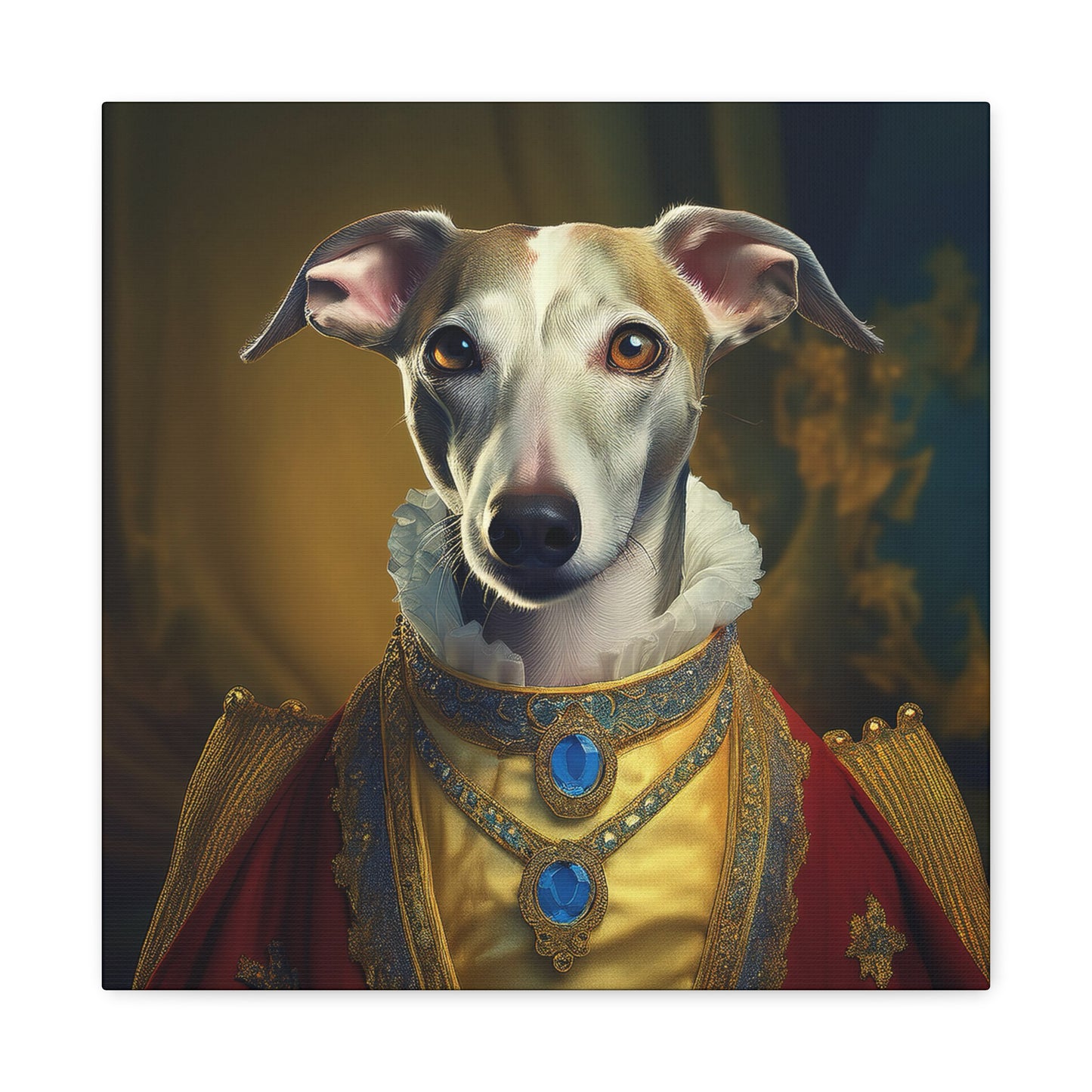 Whippet Renaissance Pet Portrait Print - Canvas, wall art, wall print, dog portrait, dog art