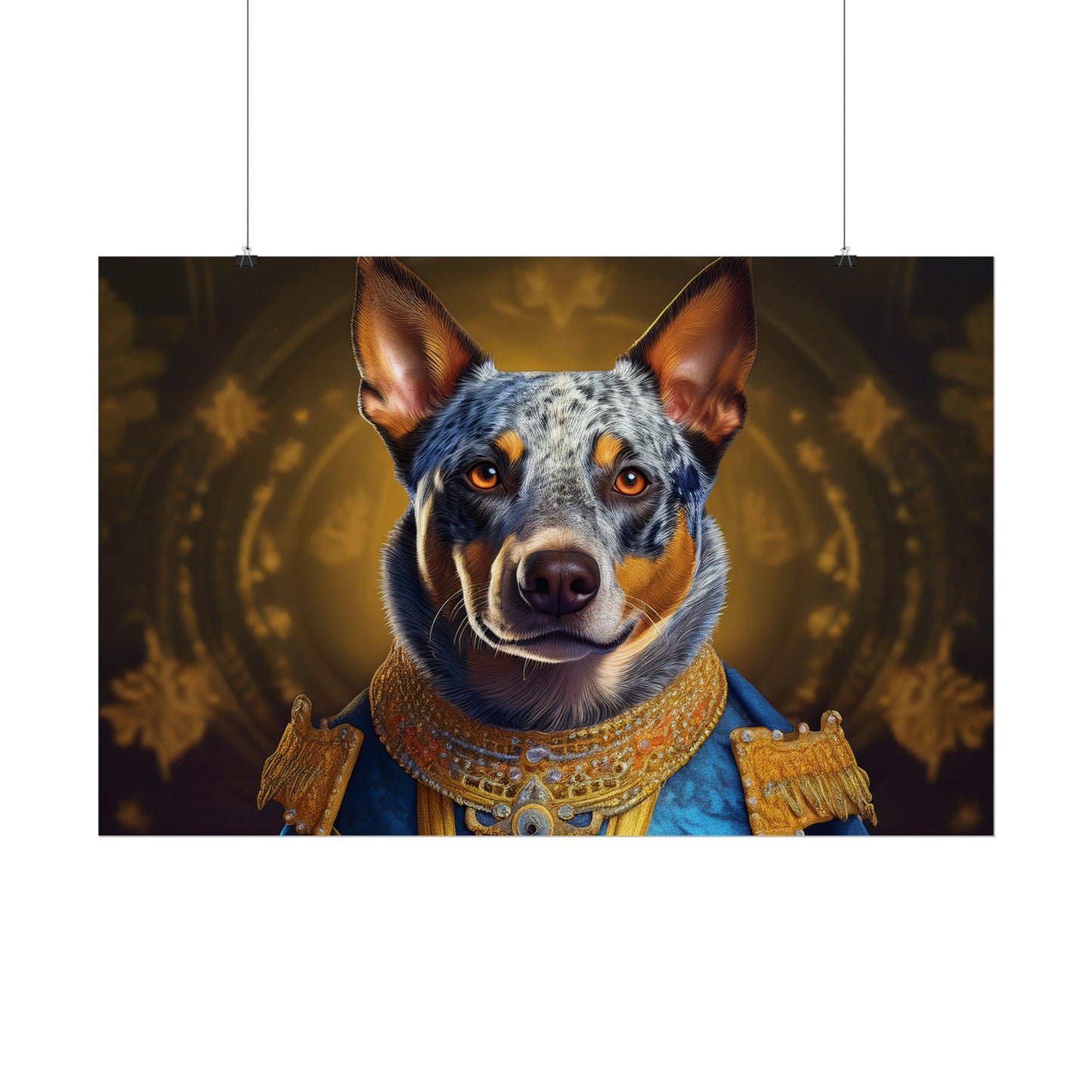 Australian Cattle Dog Renaissance Dog Portrait Wall Art | Art Print | Wall Decor Gift, Animal Lover Home Decor, Dog Wall Art