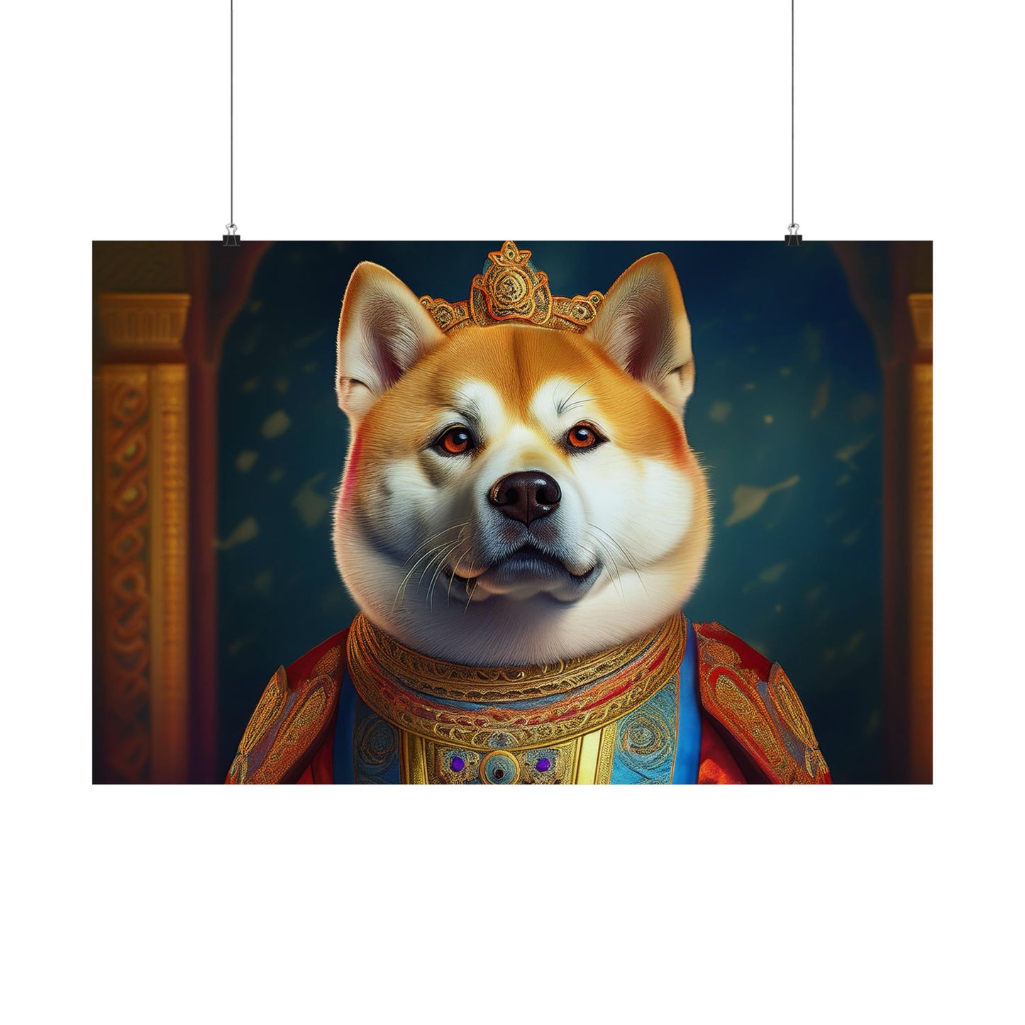Akita Renaissance Dog Pet Portrait Art Print, Dog Lover Wall Art, Animal Artwork, Canine Decor, Dog Memorial Gift
