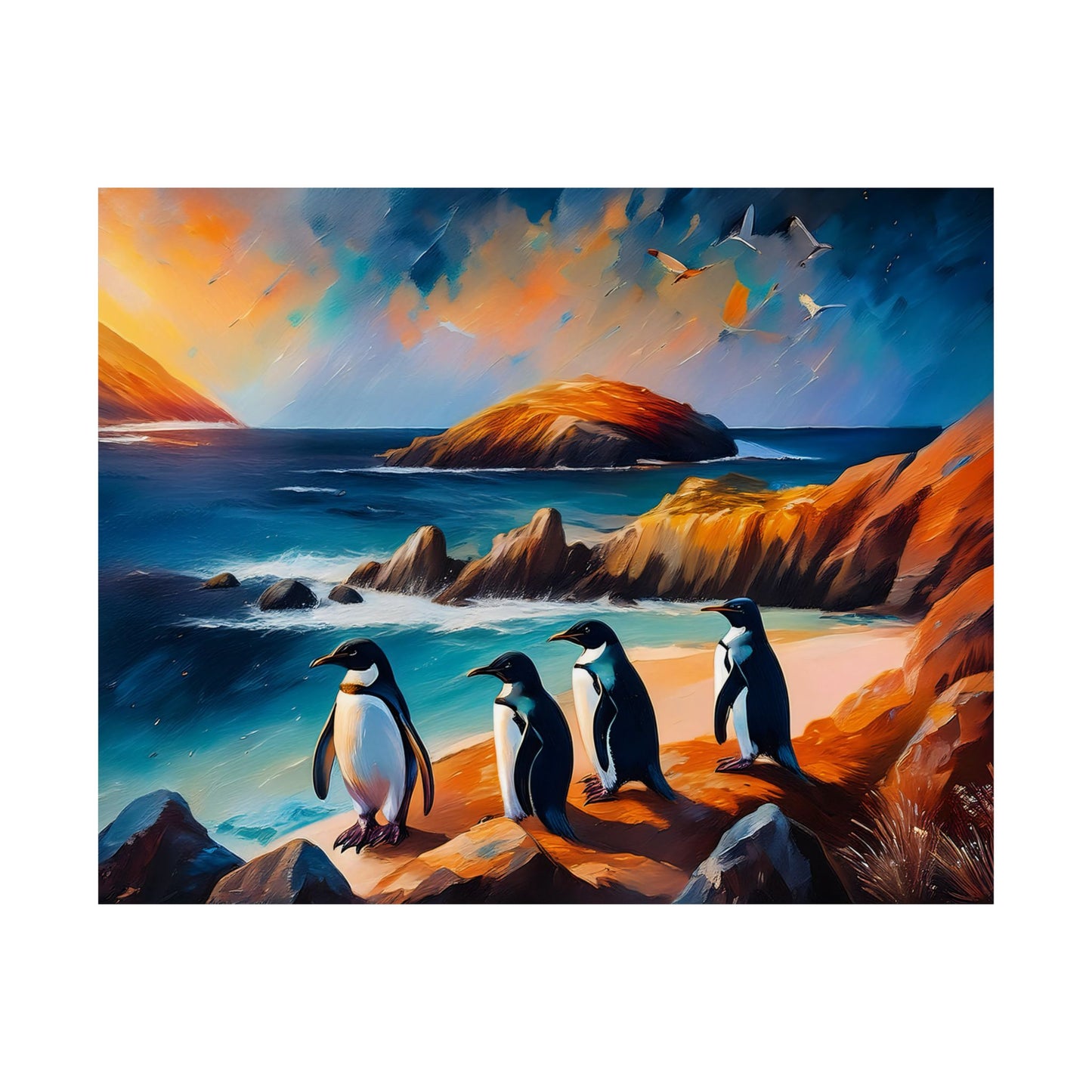 Phillip Island Little Penguins Australia Wall Art | Vibrant Wall Print | Unique Painting Print | Style 2 | Wall Art | Wall Print